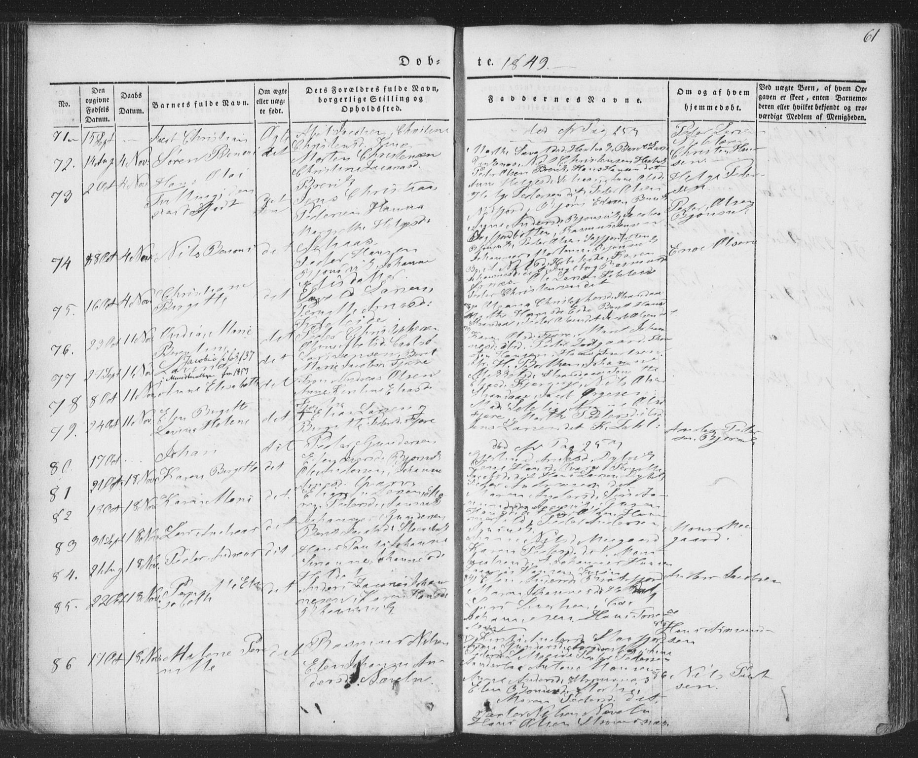 Ministerialprotokoller, klokkerbøker og fødselsregistre - Nordland, AV/SAT-A-1459/853/L0769: Parish register (official) no. 853A08, 1836-1856, p. 61