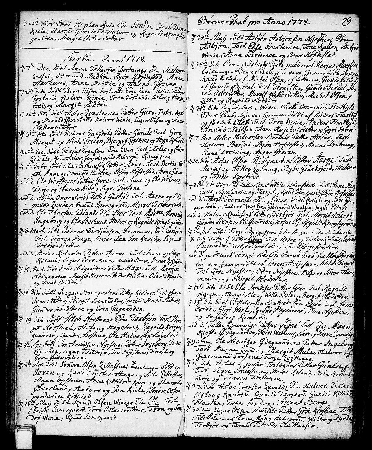 Vinje kirkebøker, AV/SAKO-A-312/F/Fa/L0002: Parish register (official) no. I 2, 1767-1814, p. 73