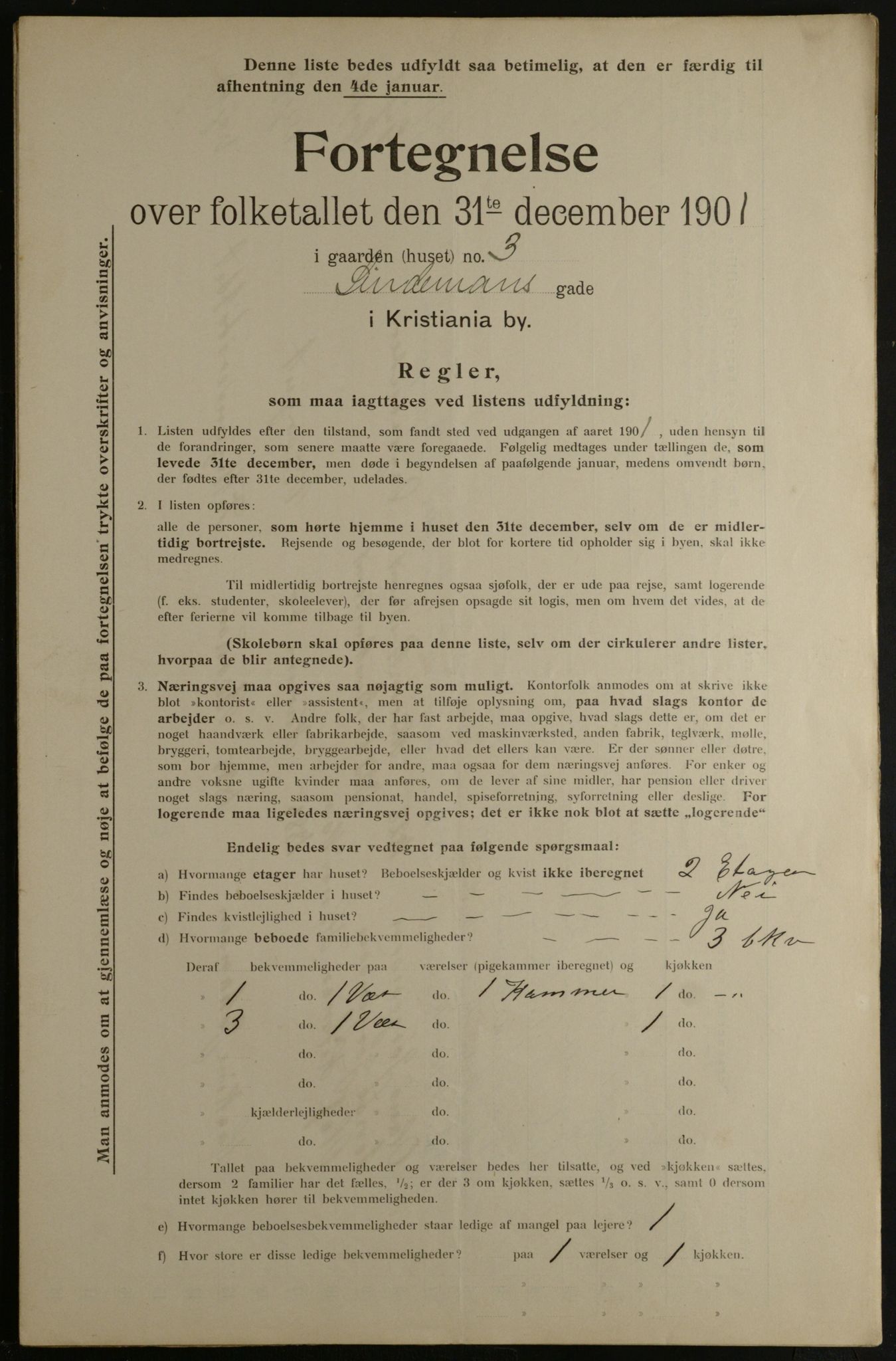 OBA, Municipal Census 1901 for Kristiania, 1901, p. 8909