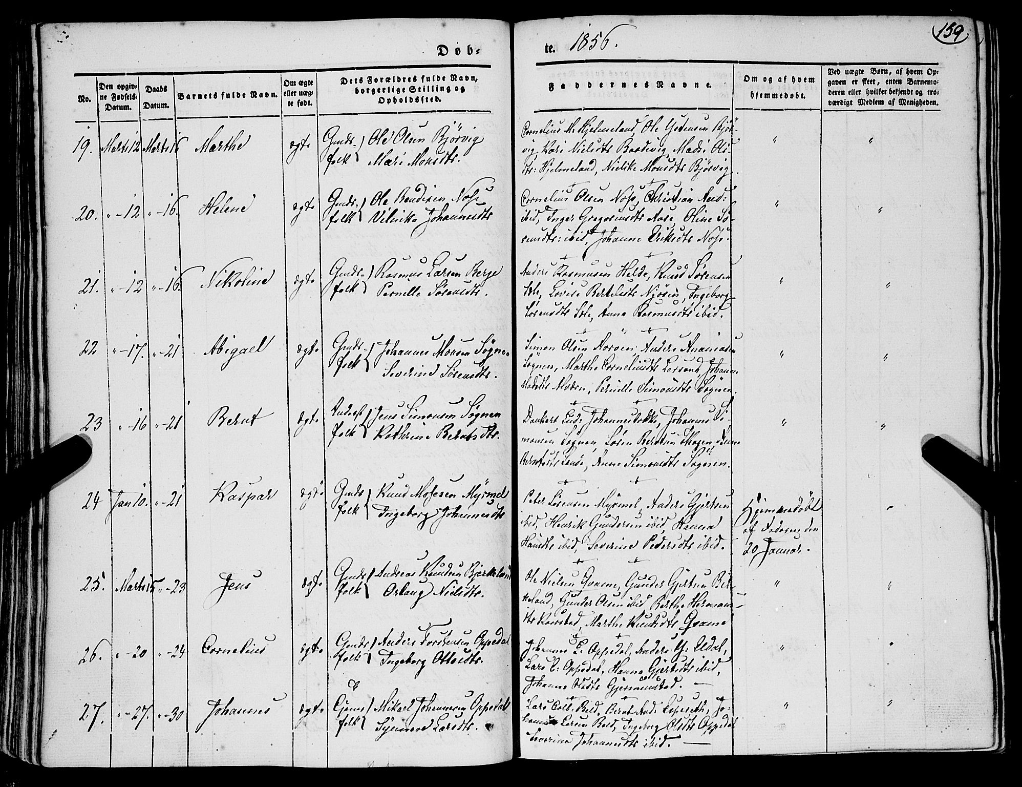 Gaular sokneprestembete, AV/SAB-A-80001/H/Haa: Parish register (official) no. A 4I, 1840-1859, p. 159