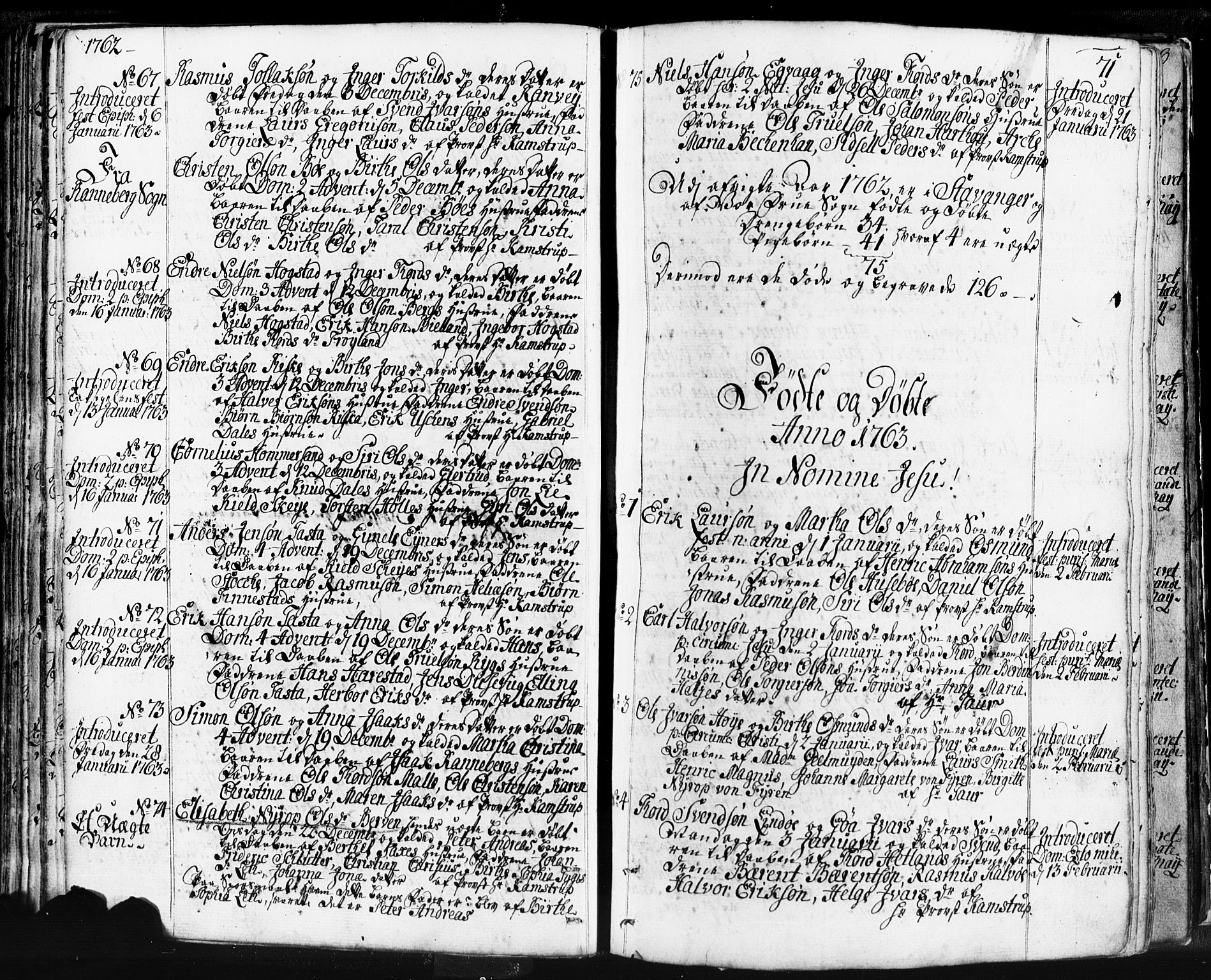 Domkirken sokneprestkontor, SAST/A-101812/001/30/30BB/L0004: Parish register (copy) no. B 4, 1752-1790, p. 71