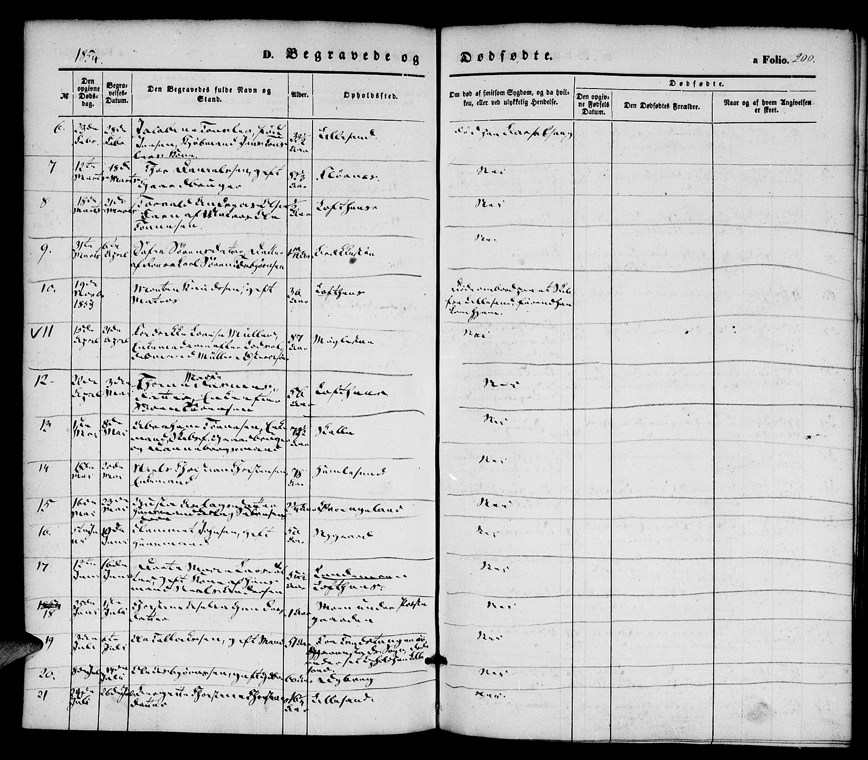 Vestre Moland sokneprestkontor, AV/SAK-1111-0046/F/Fa/Fab/L0006: Parish register (official) no. A 6, 1850-1858, p. 200