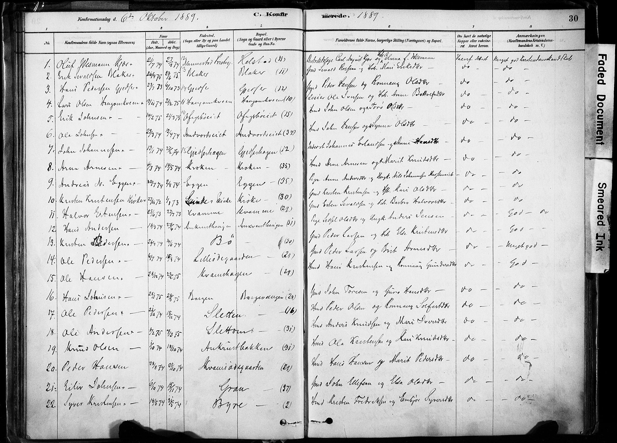 Lom prestekontor, AV/SAH-PREST-070/K/L0009: Parish register (official) no. 9, 1878-1907, p. 30