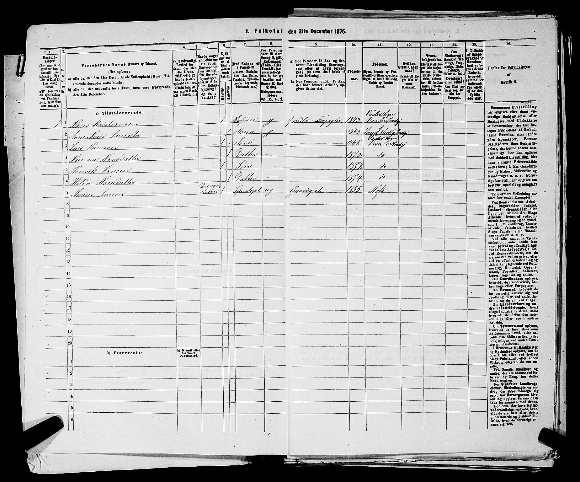 RA, 1875 census for 0137P Våler, 1875, p. 240