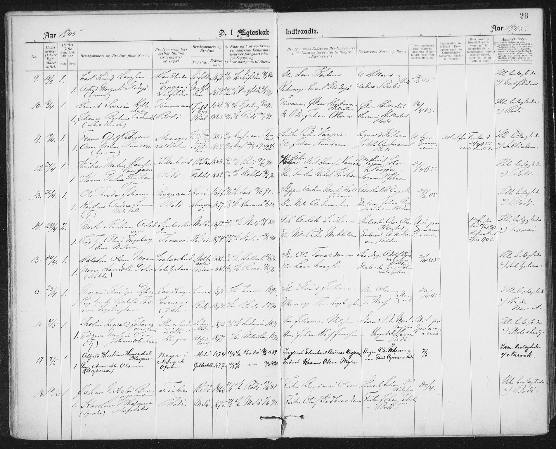 Ministerialprotokoller, klokkerbøker og fødselsregistre - Nordland, AV/SAT-A-1459/801/L0012: Parish register (official) no. 801A12, 1900-1916, p. 26