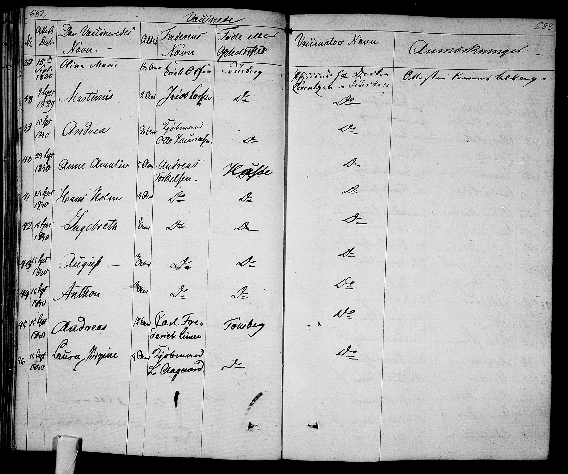Tønsberg kirkebøker, SAKO/A-330/F/Fa/L0005: Parish register (official) no. I 5, 1827-1836, p. 682-683