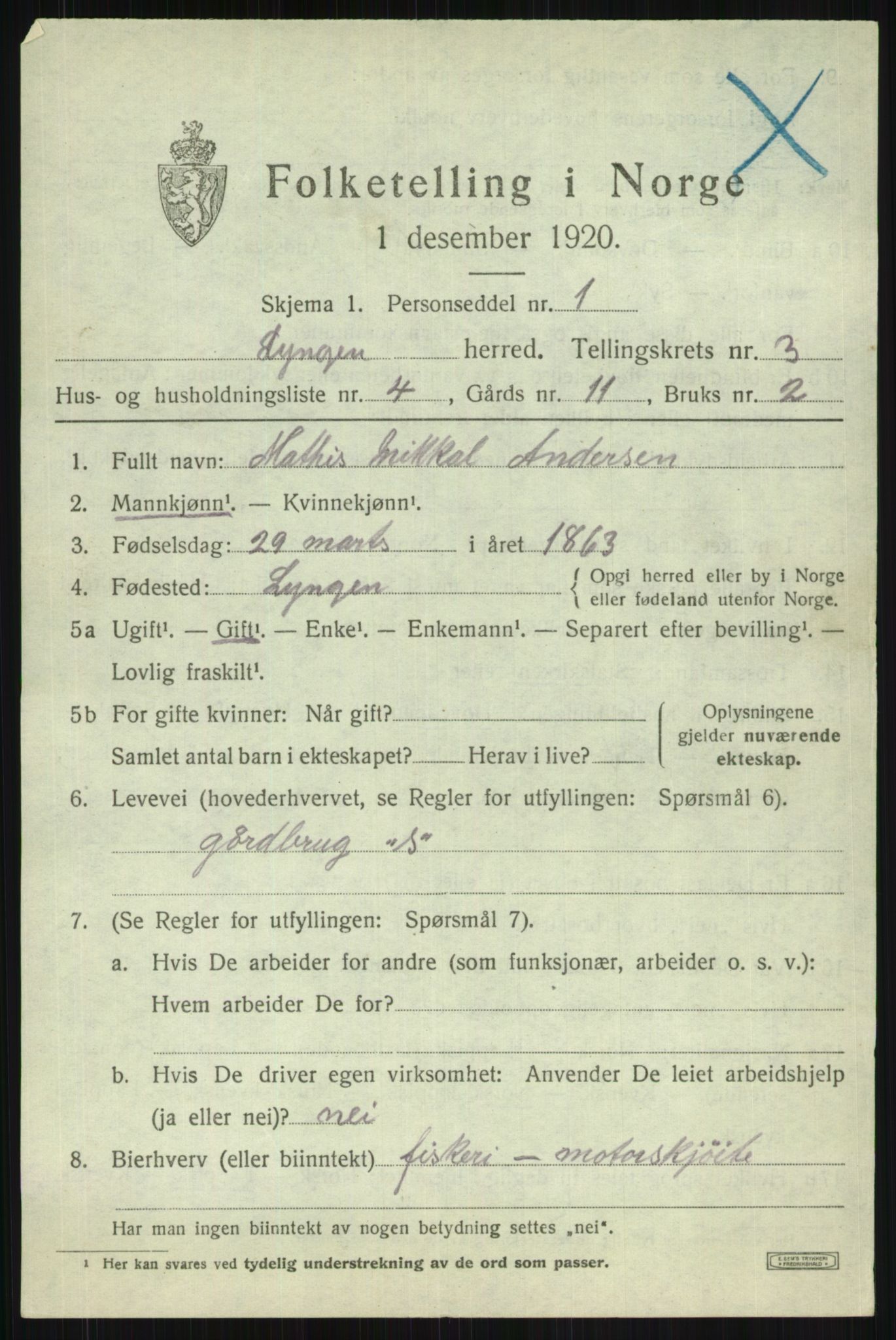 SATØ, 1920 census for Lyngen, 1920, p. 3515