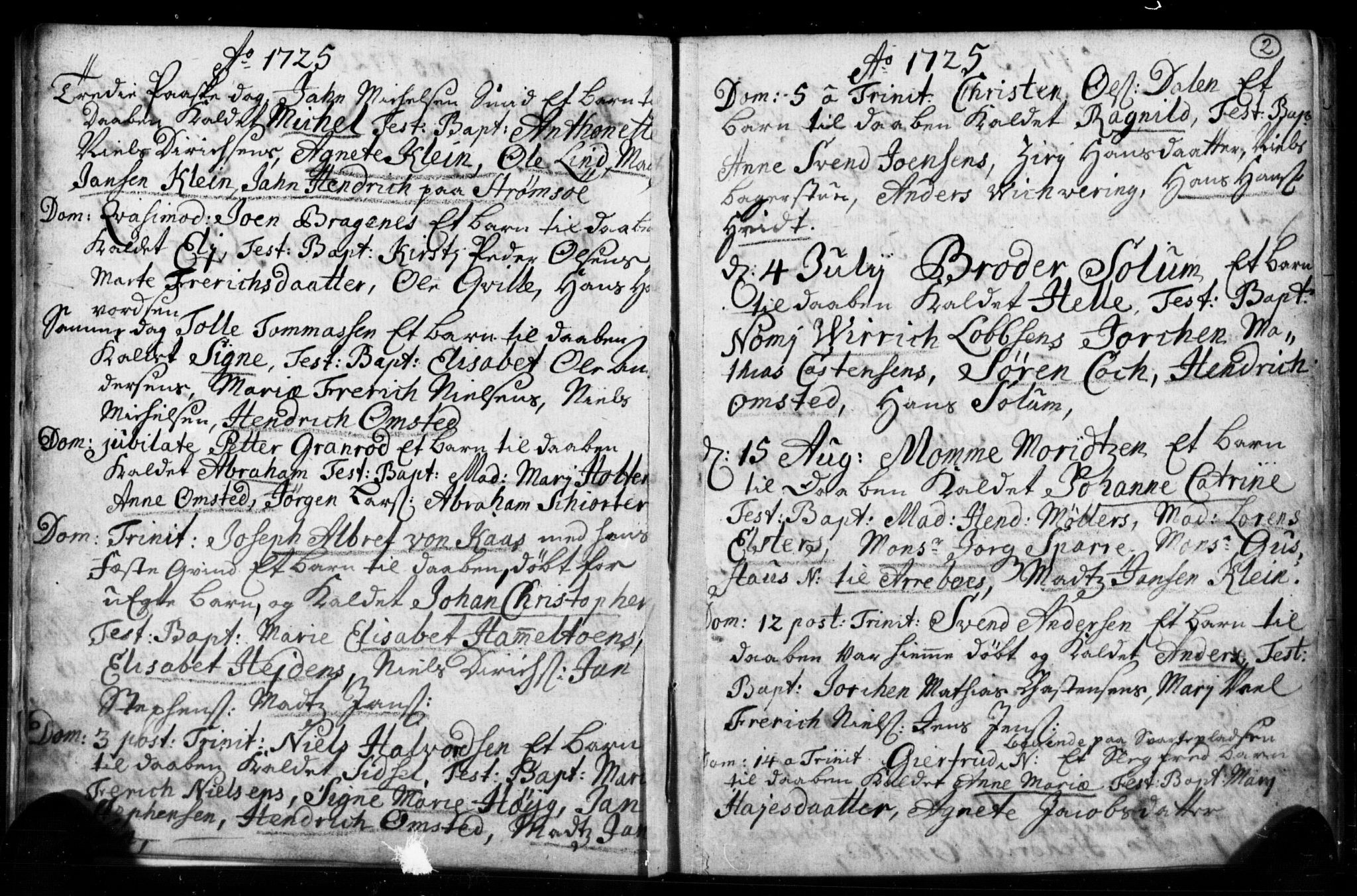 Strømsø kirkebøker, AV/SAKO-A-246/F/Fb/L0001: Parish register (official) no. II 1, 1725-1737, p. 2