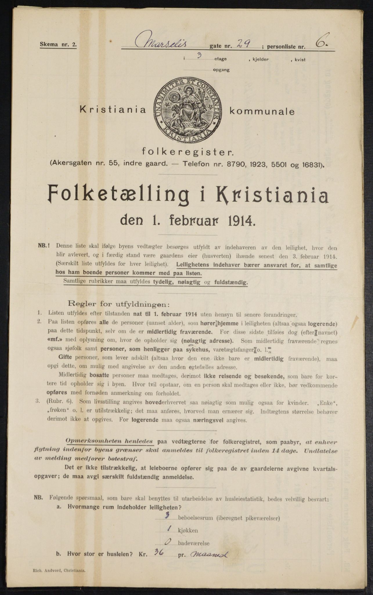 OBA, Municipal Census 1914 for Kristiania, 1914, p. 64529