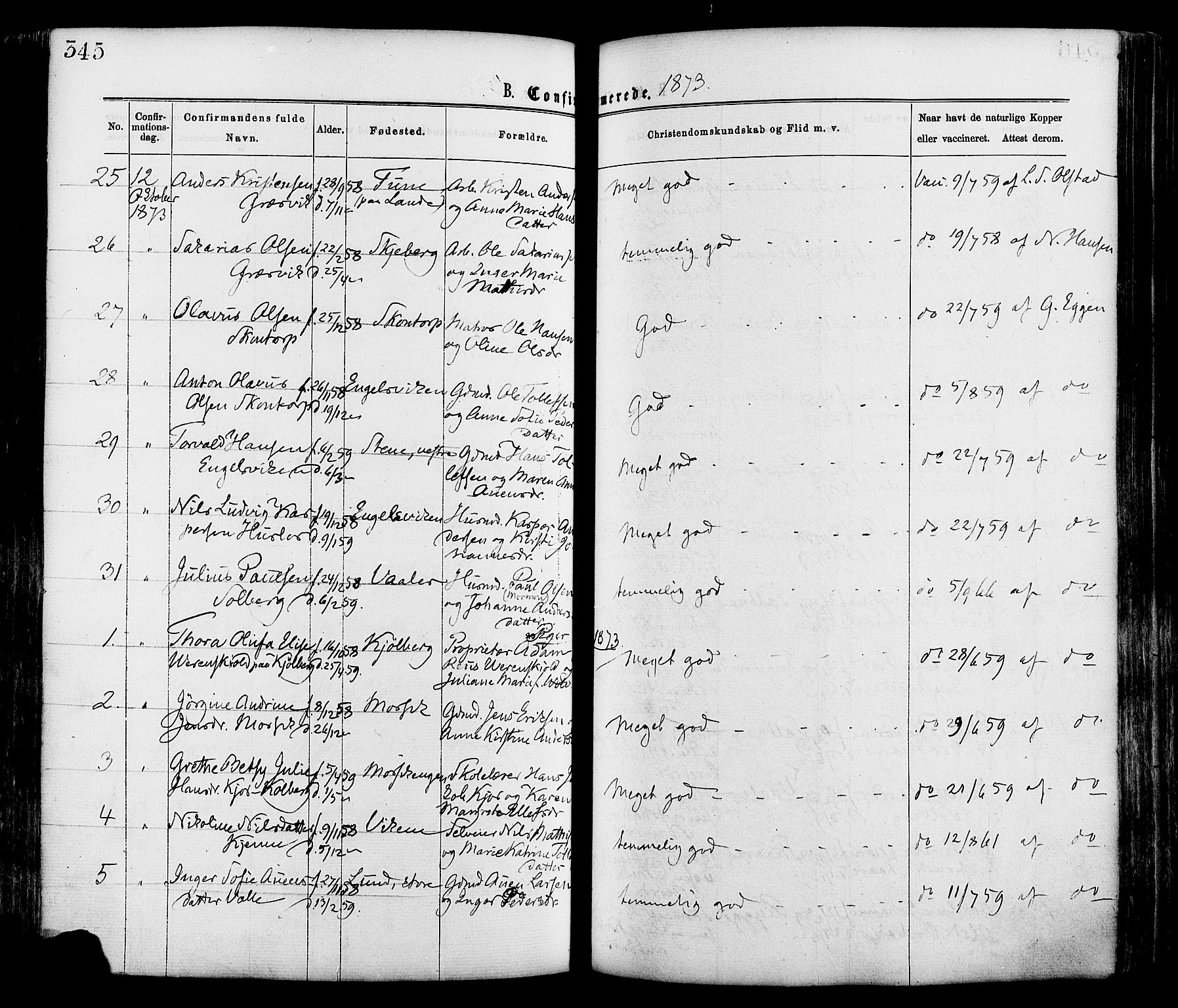 Onsøy prestekontor Kirkebøker, AV/SAO-A-10914/F/Fa/L0004: Parish register (official) no. I 4, 1861-1877, p. 345