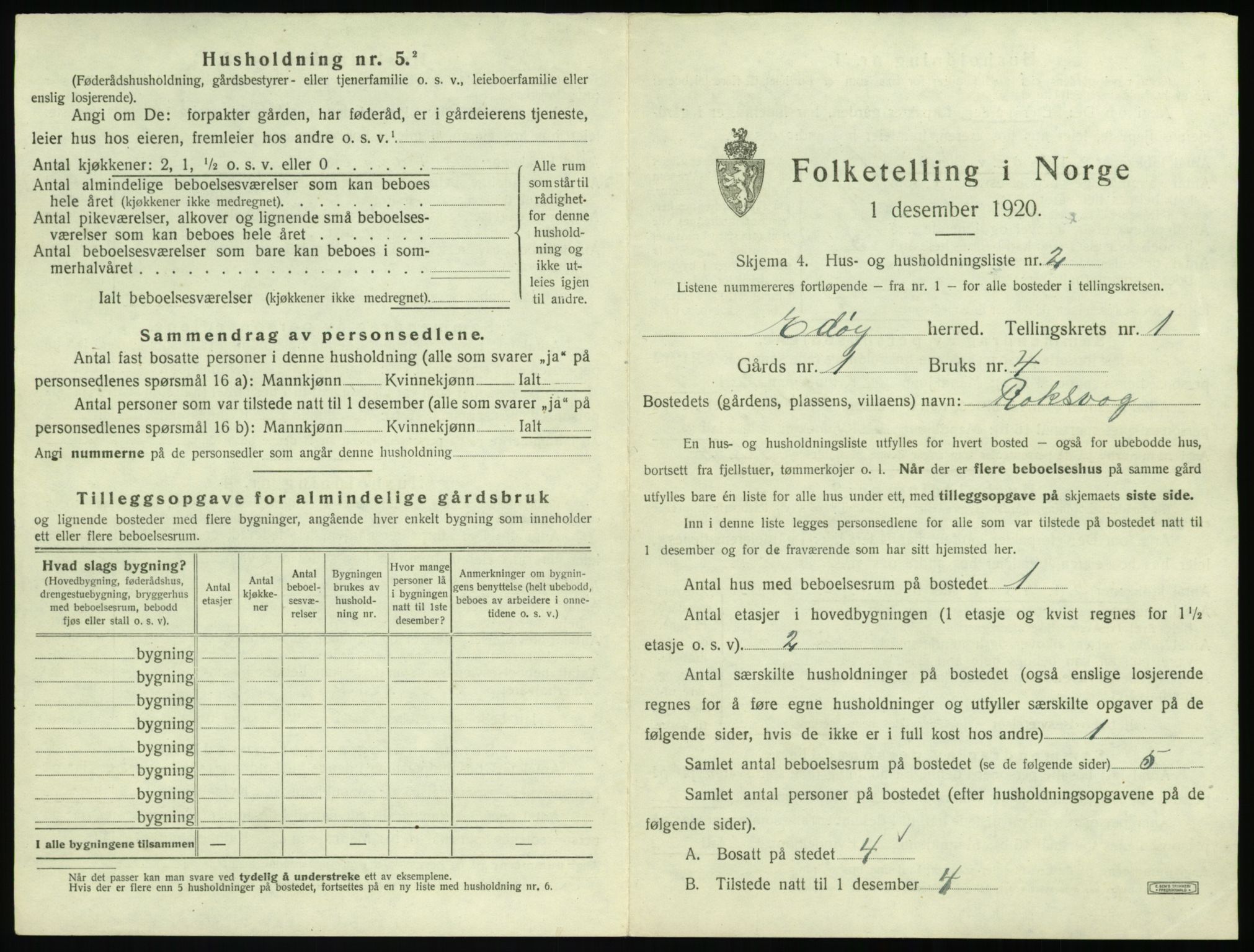 SAT, 1920 census for Edøy, 1920, p. 34