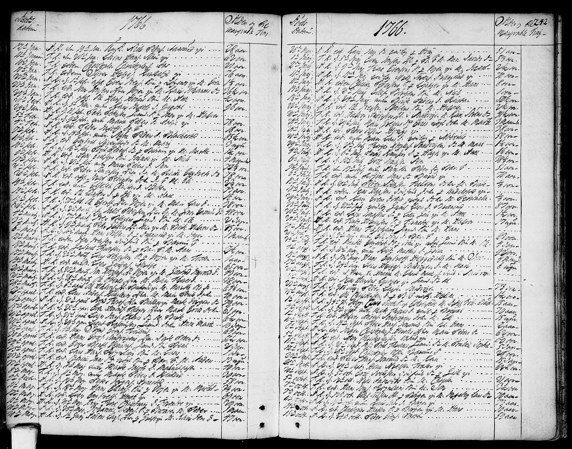 Asker prestekontor Kirkebøker, AV/SAO-A-10256a/F/Fa/L0002: Parish register (official) no. I 2, 1733-1766, p. 242