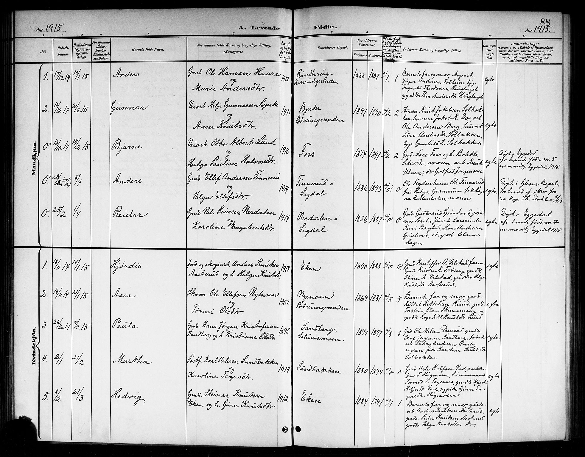 Sigdal kirkebøker, SAKO/A-245/G/Ga/L0006: Parish register (copy) no. I 6, 1901-1916, p. 88
