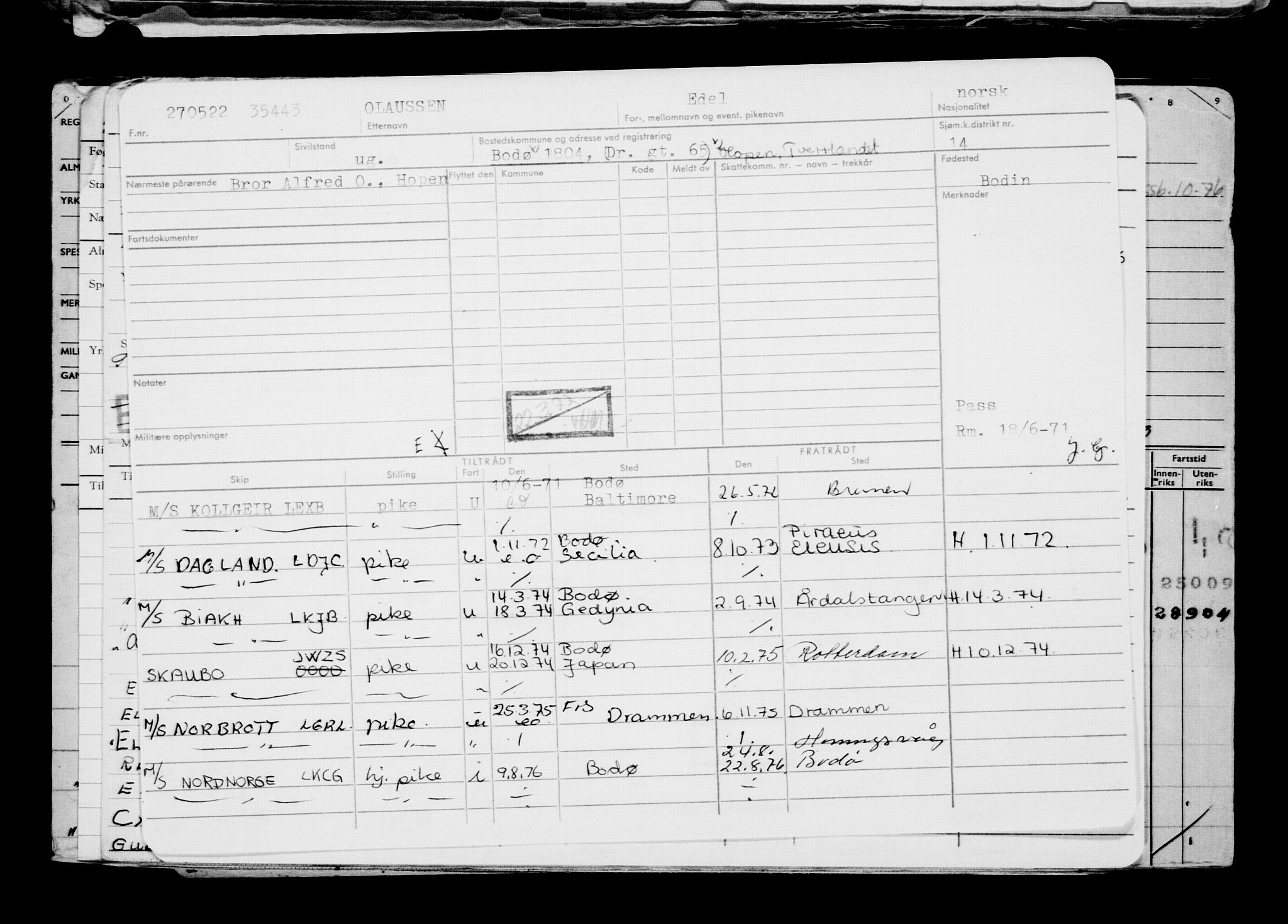 Direktoratet for sjømenn, RA/S-3545/G/Gb/L0207: Hovedkort, 1922, p. 31