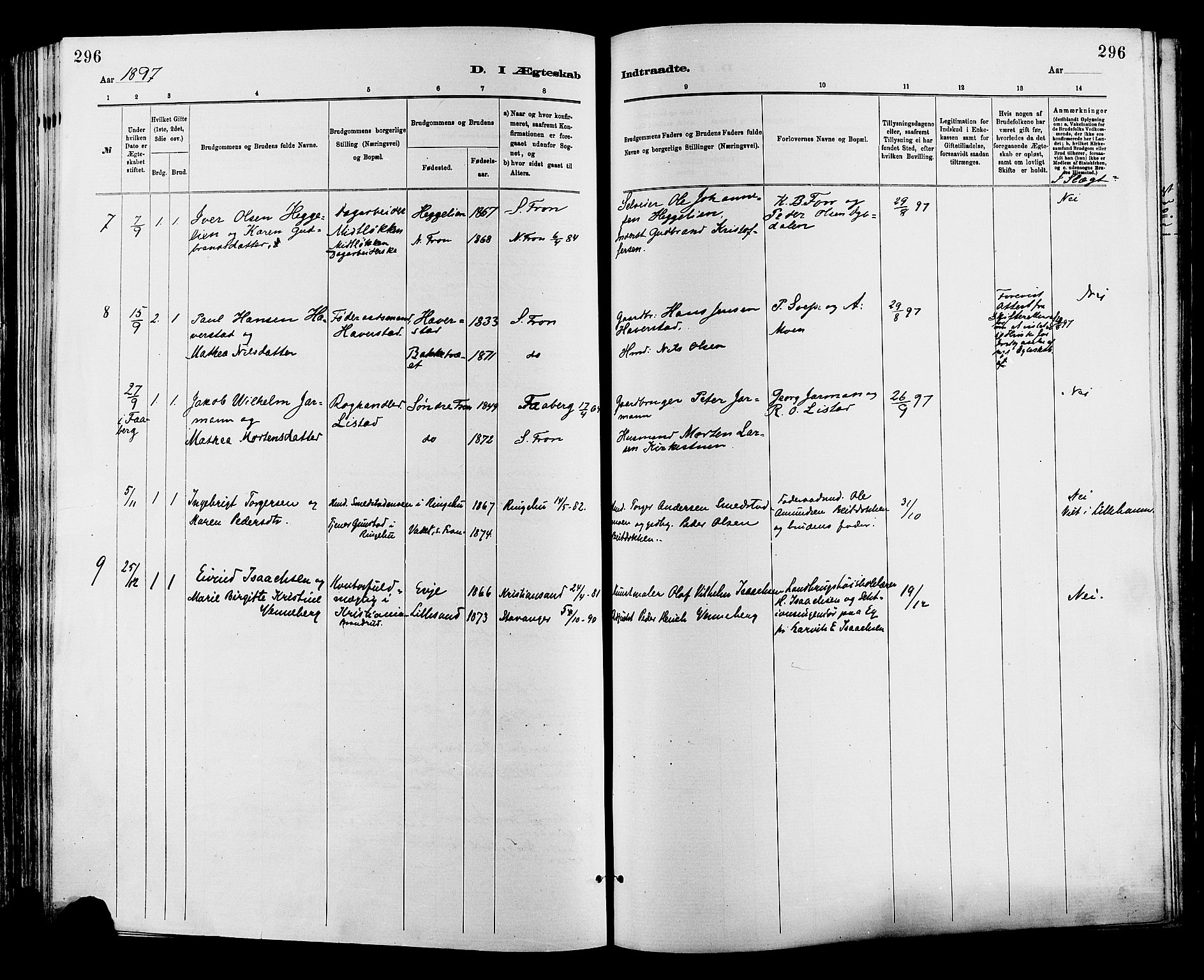 Sør-Fron prestekontor, AV/SAH-PREST-010/H/Ha/Haa/L0003: Parish register (official) no. 3, 1881-1897, p. 296