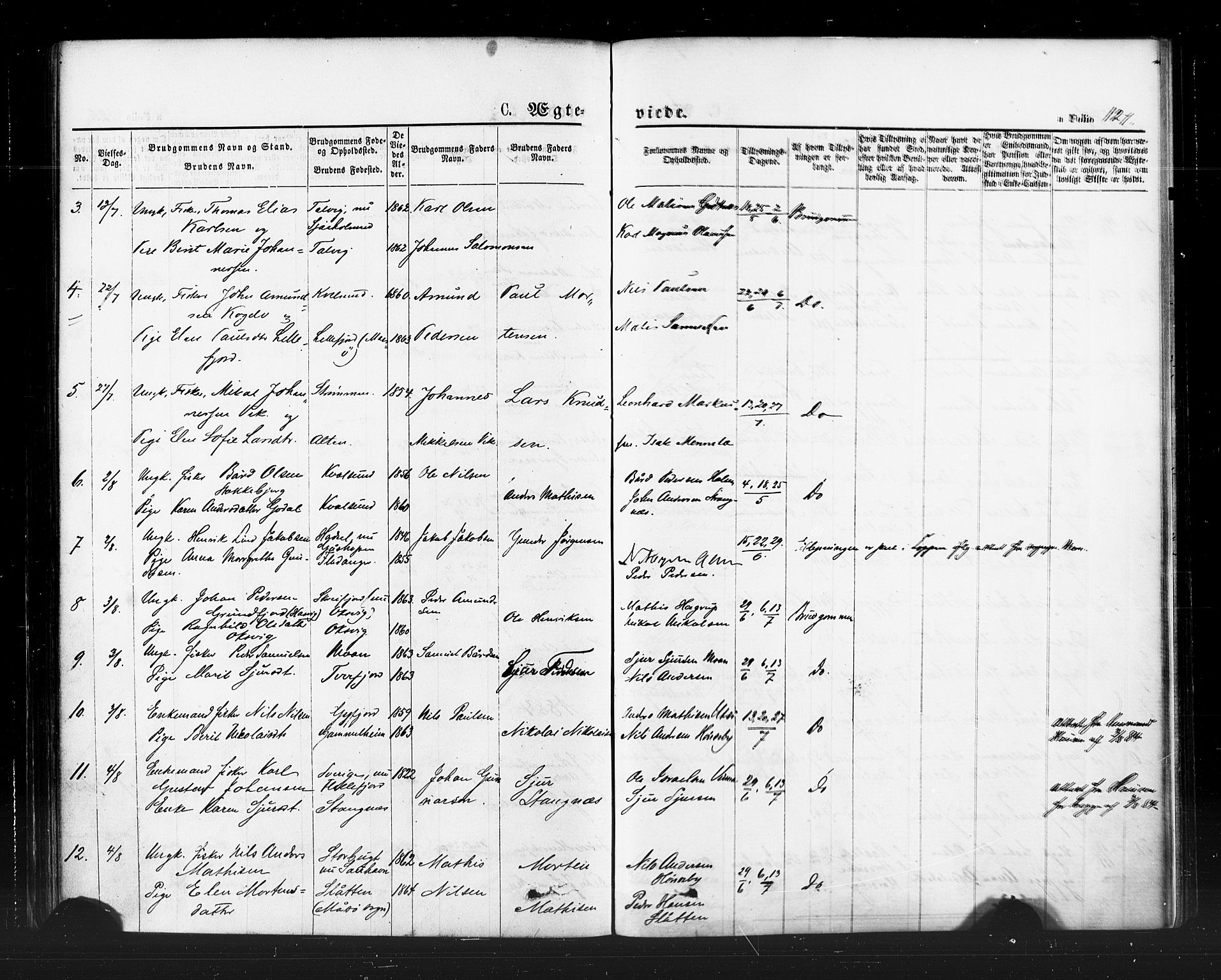 Hammerfest sokneprestkontor, AV/SATØ-S-1347/H/Ha/L0007.kirke: Parish register (official) no. 7, 1869-1884, p. 127