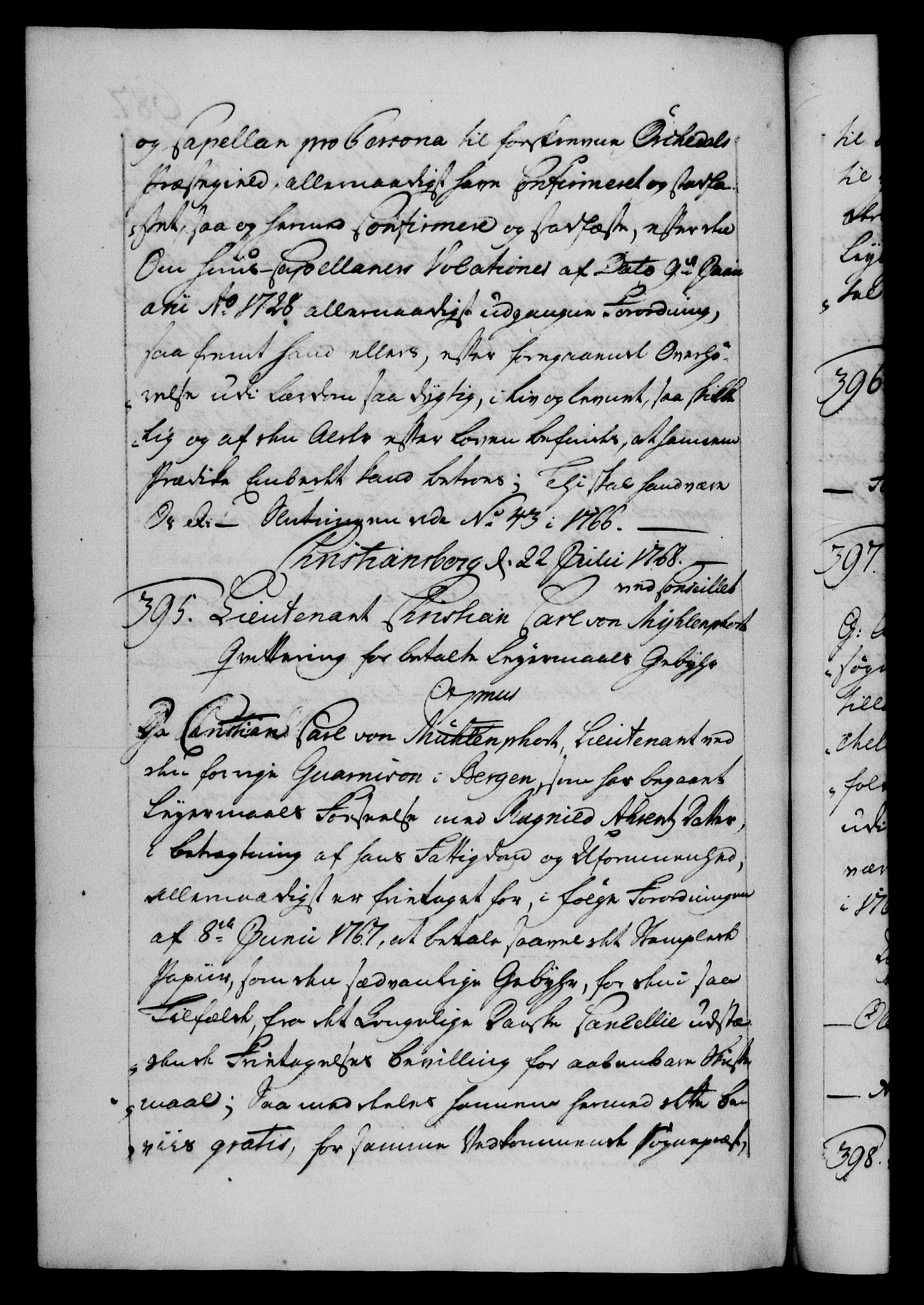 Danske Kanselli 1572-1799, AV/RA-EA-3023/F/Fc/Fca/Fcaa/L0043: Norske registre, 1766-1768, p. 687b