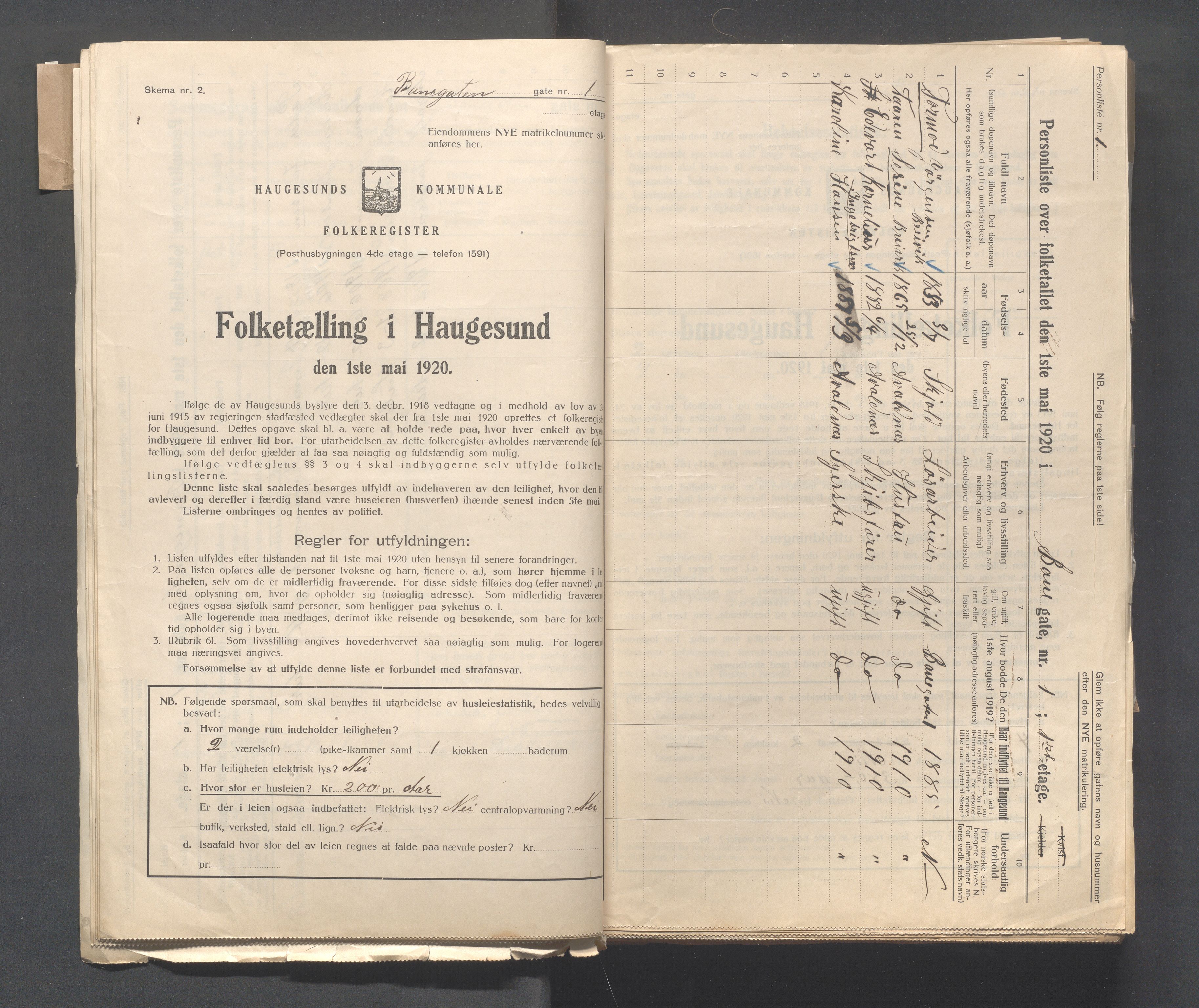 IKAR, Local census 1.5.1920 for Haugesund, 1920, p. 92
