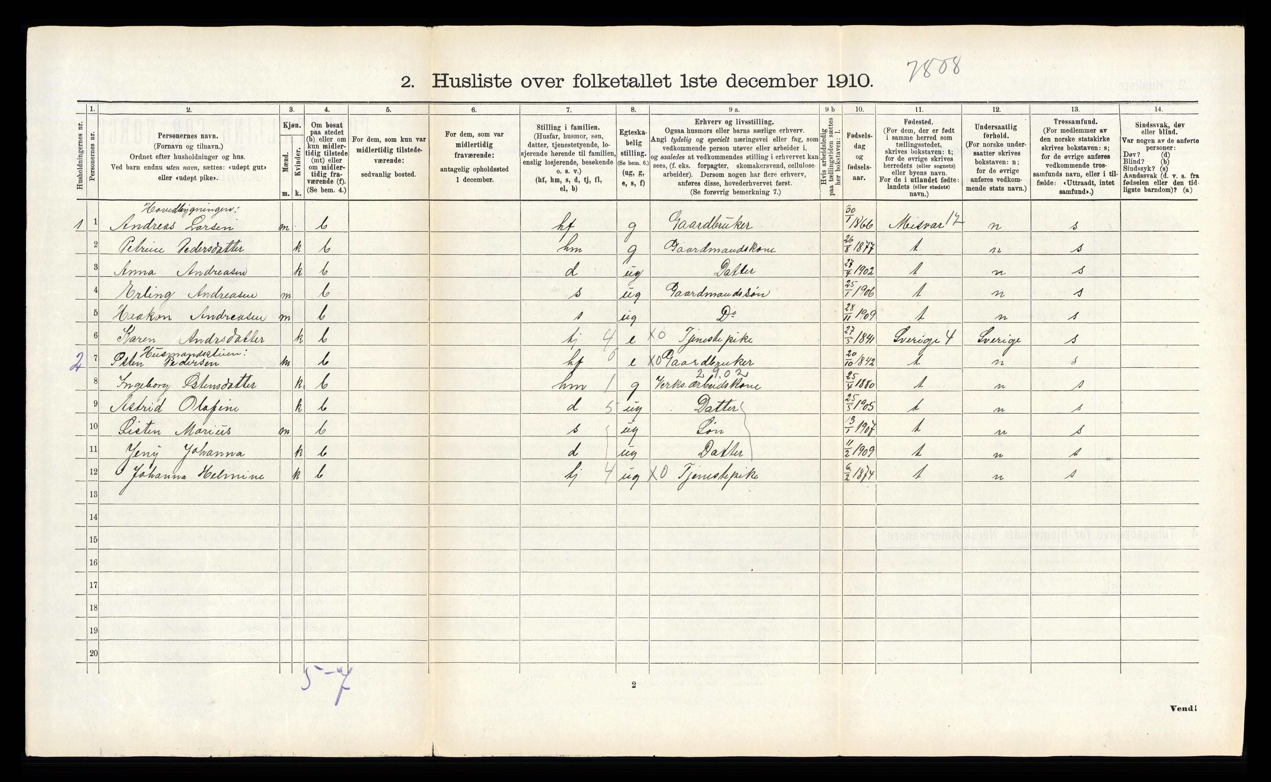 RA, 1910 census for Fauske, 1910, p. 609