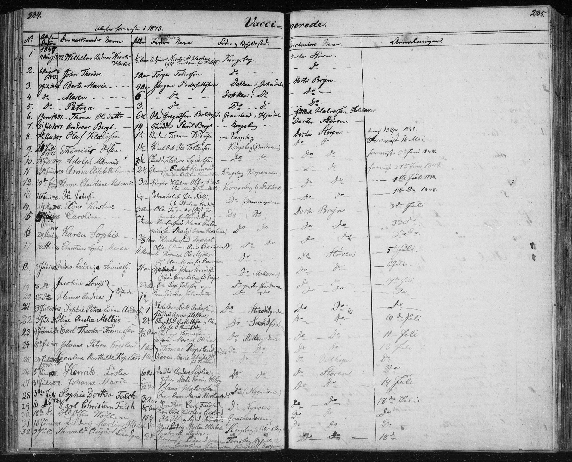 Kongsberg kirkebøker, SAKO/A-22/F/Fa/L0009: Parish register (official) no. I 9, 1839-1858, p. 234-235