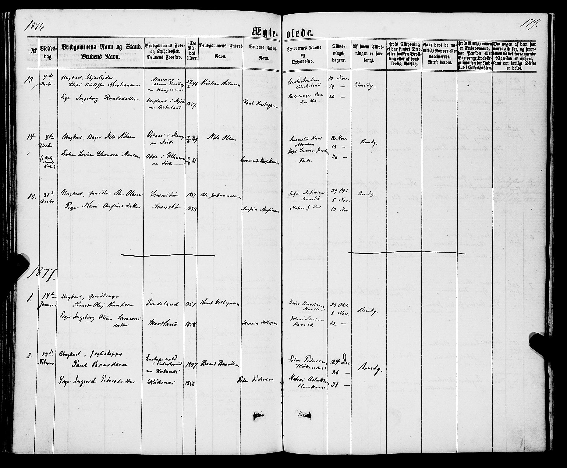 Sveio Sokneprestembete, SAB/A-78501/H/Haa: Parish register (official) no. A 1, 1861-1877, p. 179