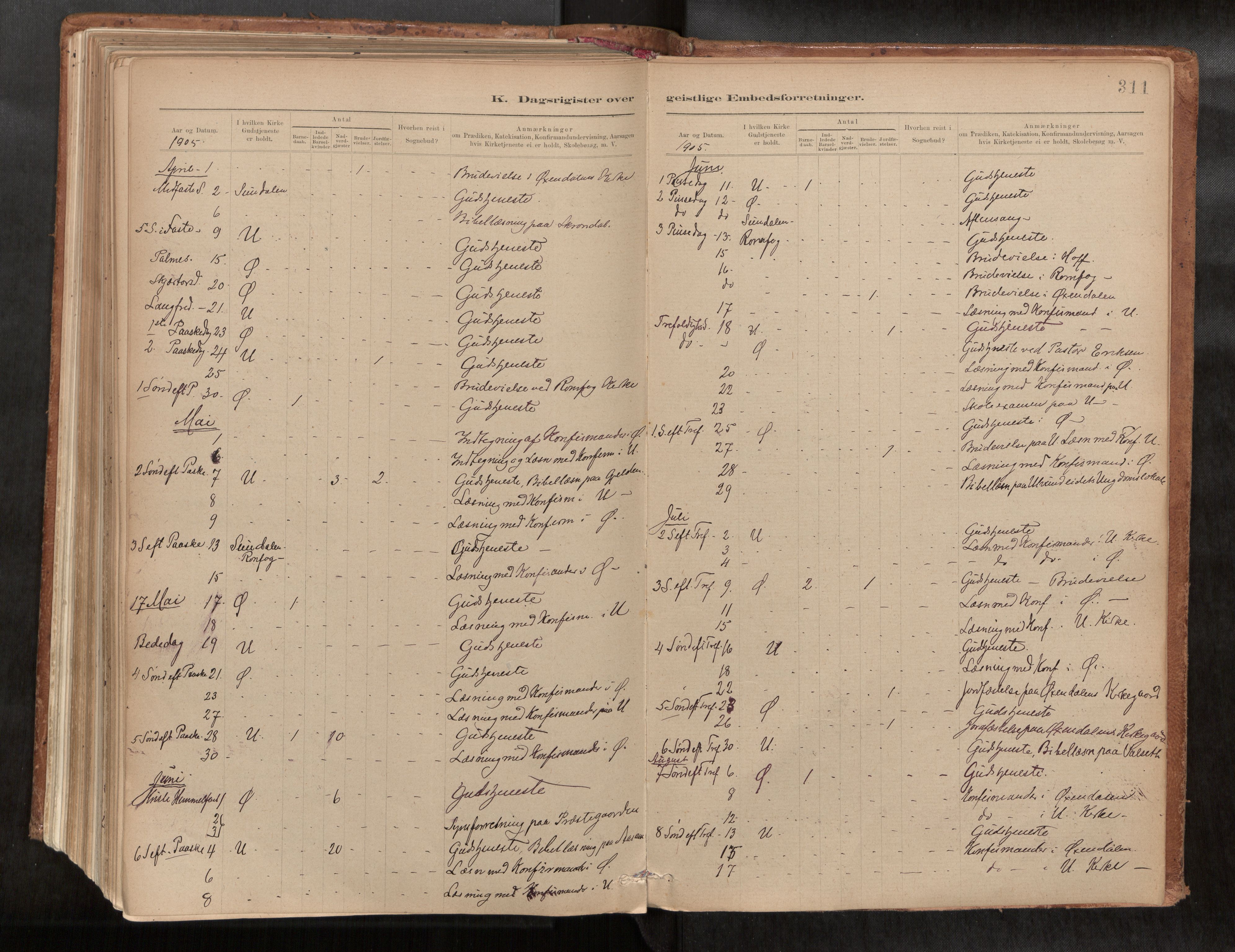 Ministerialprotokoller, klokkerbøker og fødselsregistre - Møre og Romsdal, SAT/A-1454/588/L1006: Parish register (official) no. 588A03, 1886-1912, p. 311