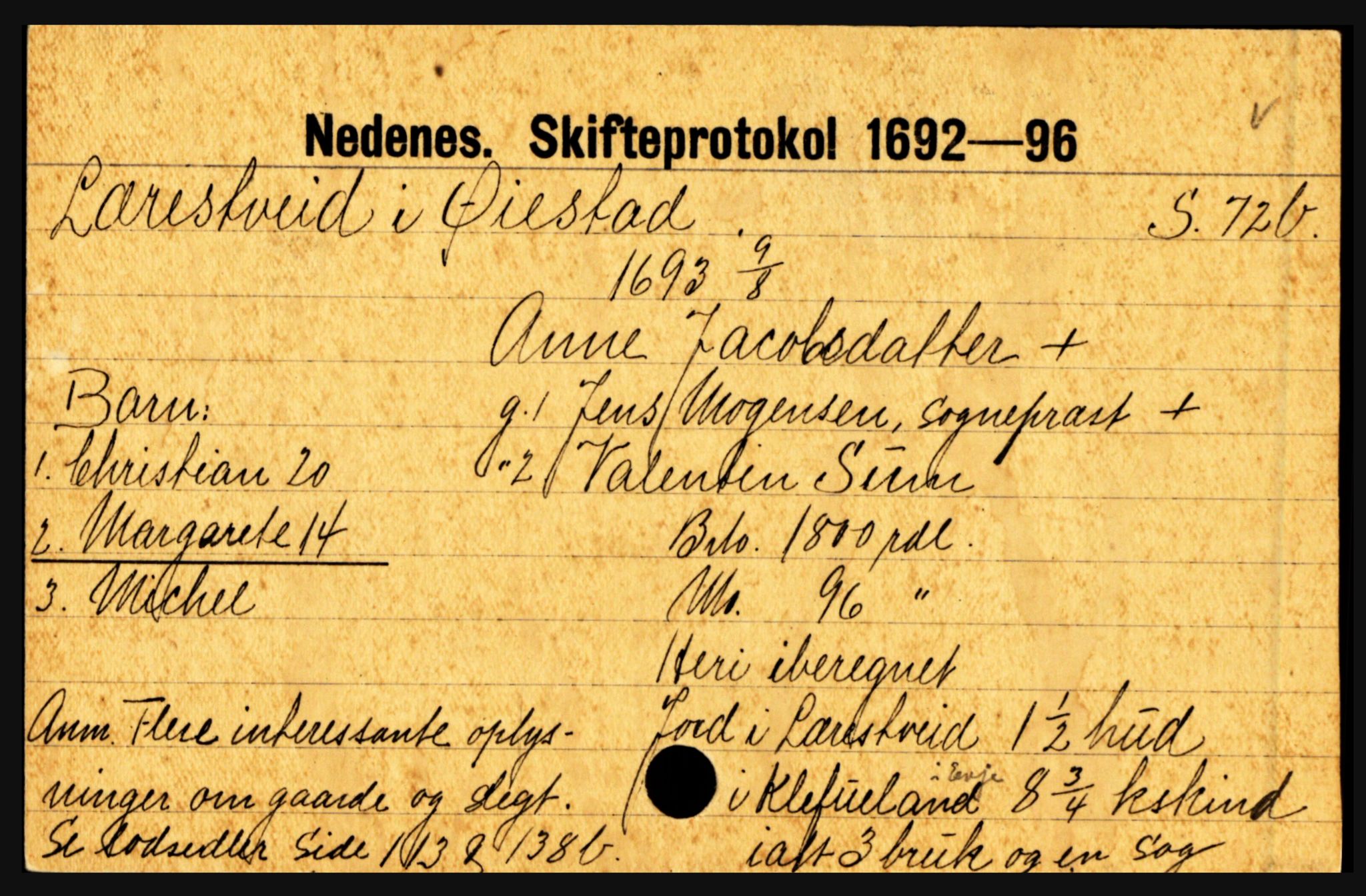 Nedenes sorenskriveri før 1824, AV/SAK-1221-0007/H, p. 18855