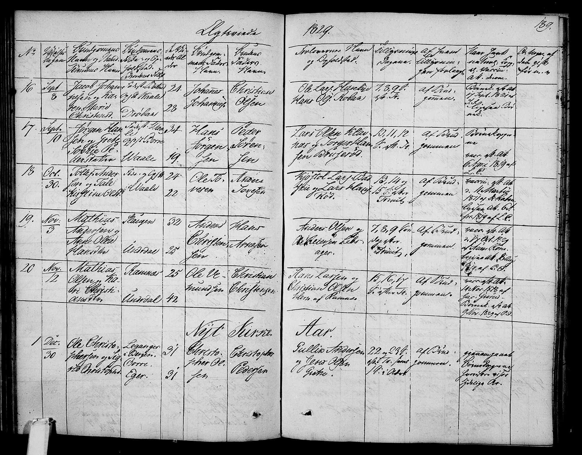 Våle kirkebøker, SAKO/A-334/F/Fa/L0008: Parish register (official) no. I 8, 1824-1844, p. 189