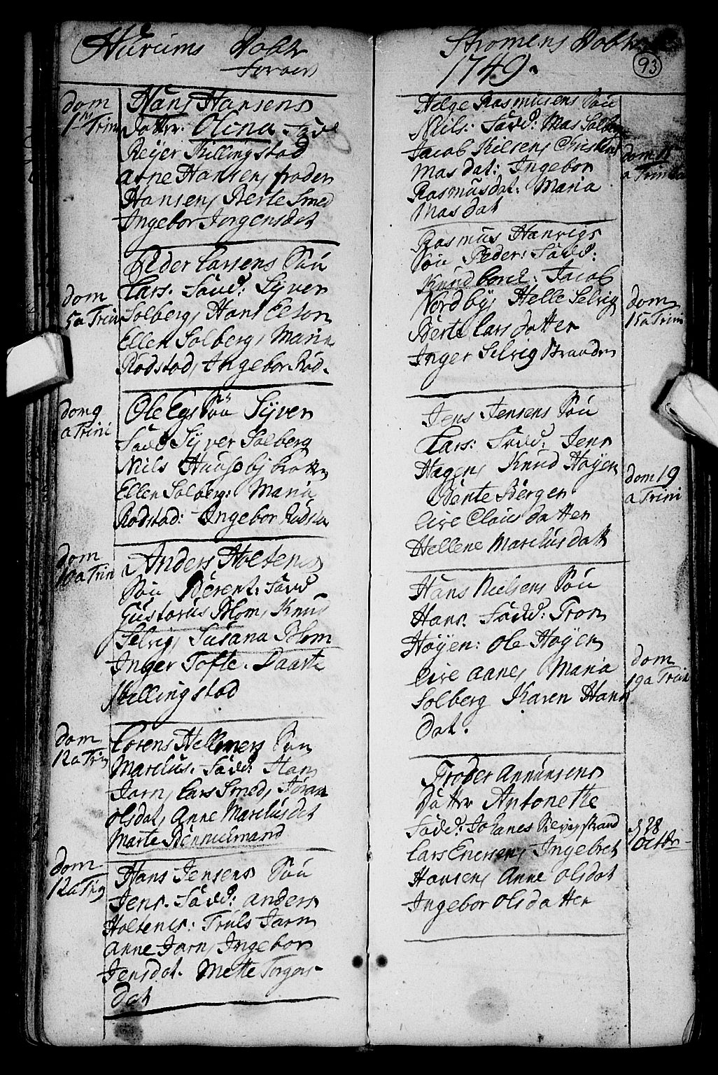 Hurum kirkebøker, AV/SAKO-A-229/F/Fa/L0002: Parish register (official) no. 2, 1733-1757, p. 93