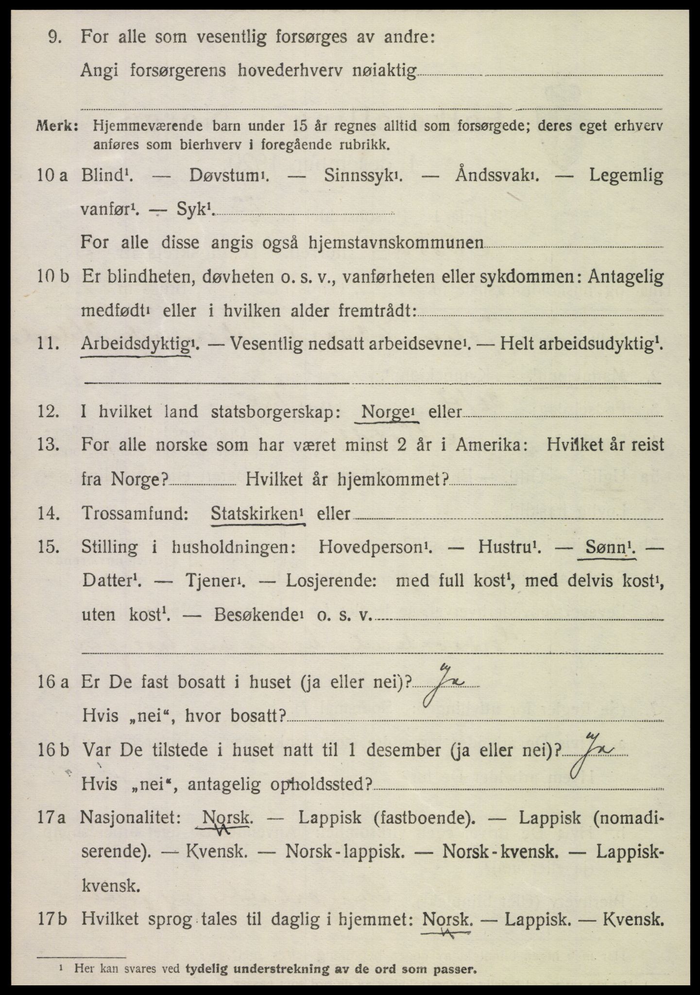 SAT, 1920 census for Nordli, 1920, p. 1396