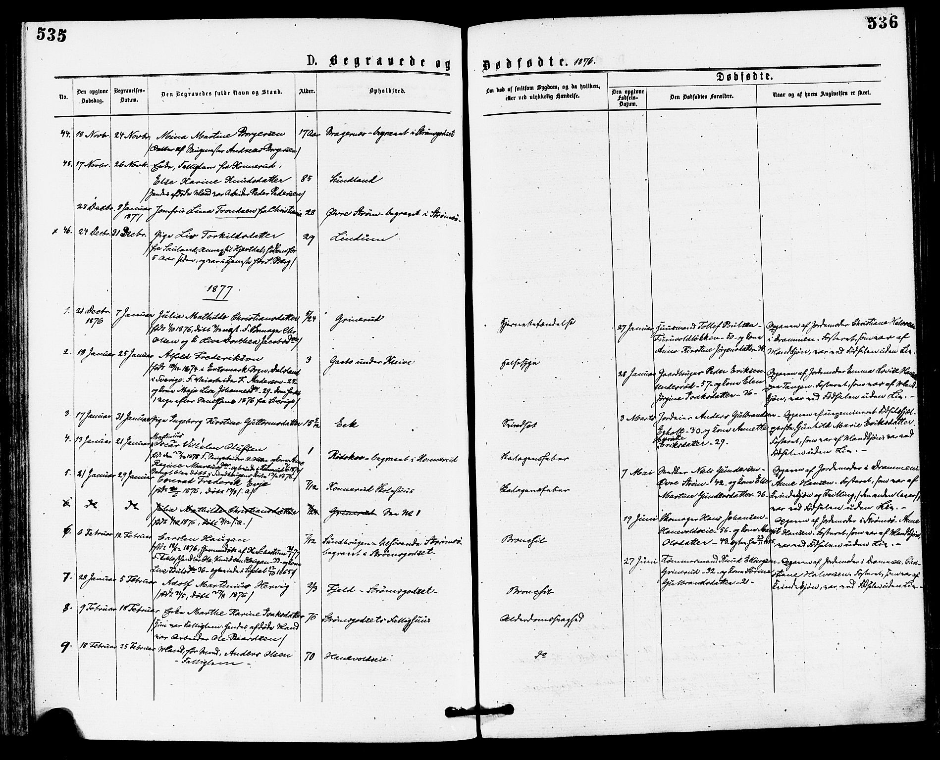 Skoger kirkebøker, AV/SAKO-A-59/F/Fa/L0005: Parish register (official) no. I 5, 1873-1884, p. 535-536