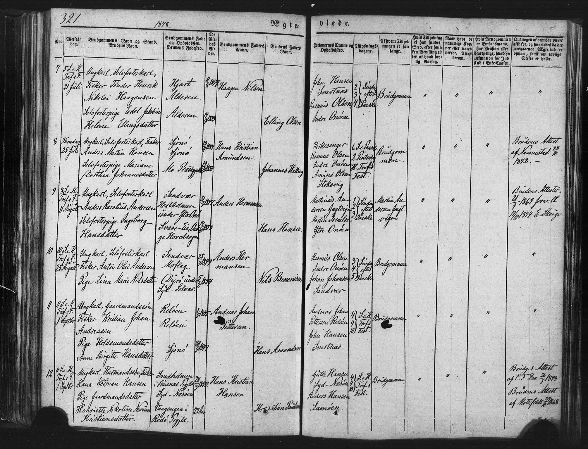 Ministerialprotokoller, klokkerbøker og fødselsregistre - Nordland, AV/SAT-A-1459/839/L0567: Parish register (official) no. 839A04, 1863-1879, p. 321