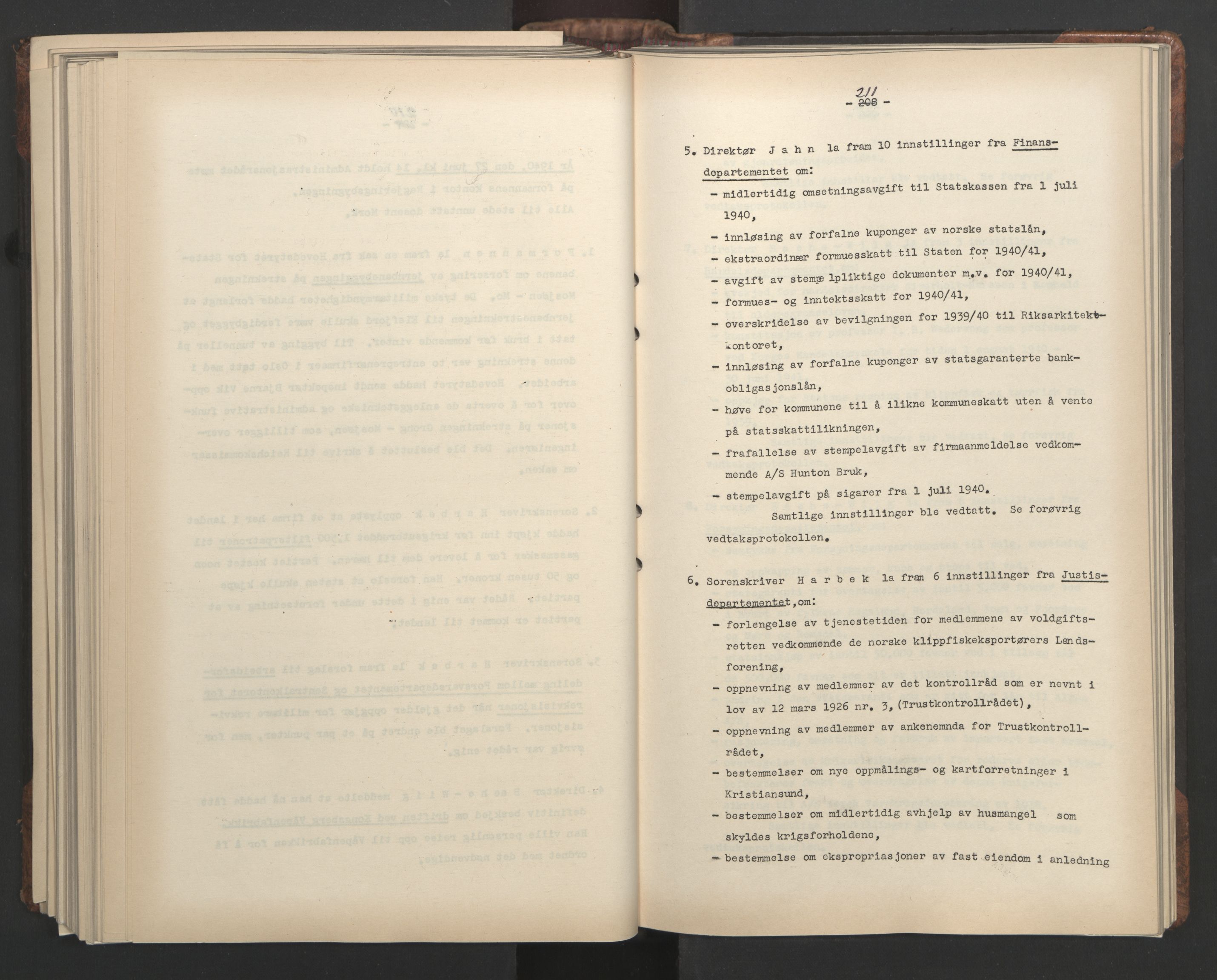 Administrasjonsrådet, RA/S-1004/A/L0001: Møteprotokoll med tillegg 15/4-25/9, 1940, p. 211