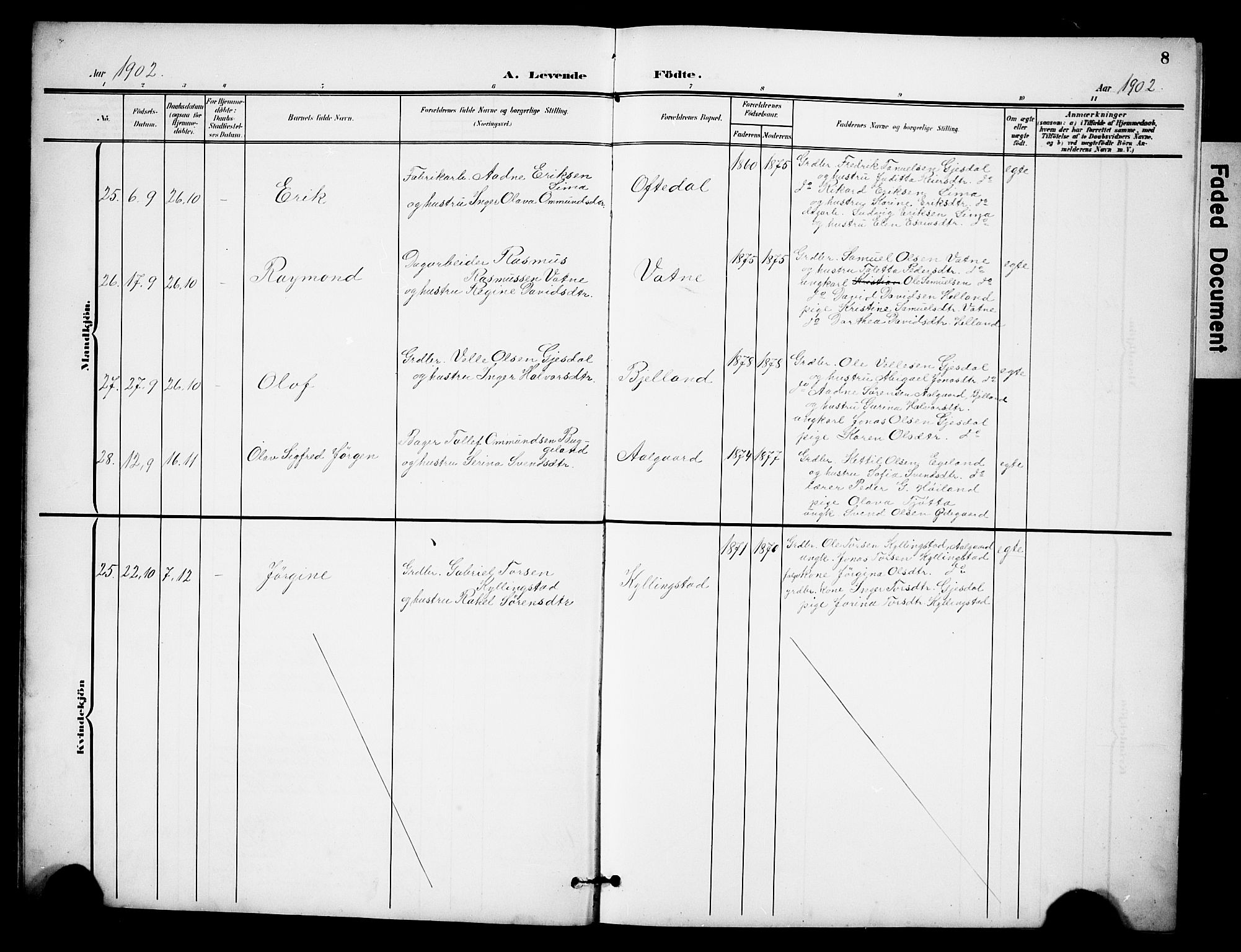 Lye sokneprestkontor, AV/SAST-A-101794/001/30BB/L0009: Parish register (copy) no. B 9, 1902-1923, p. 8