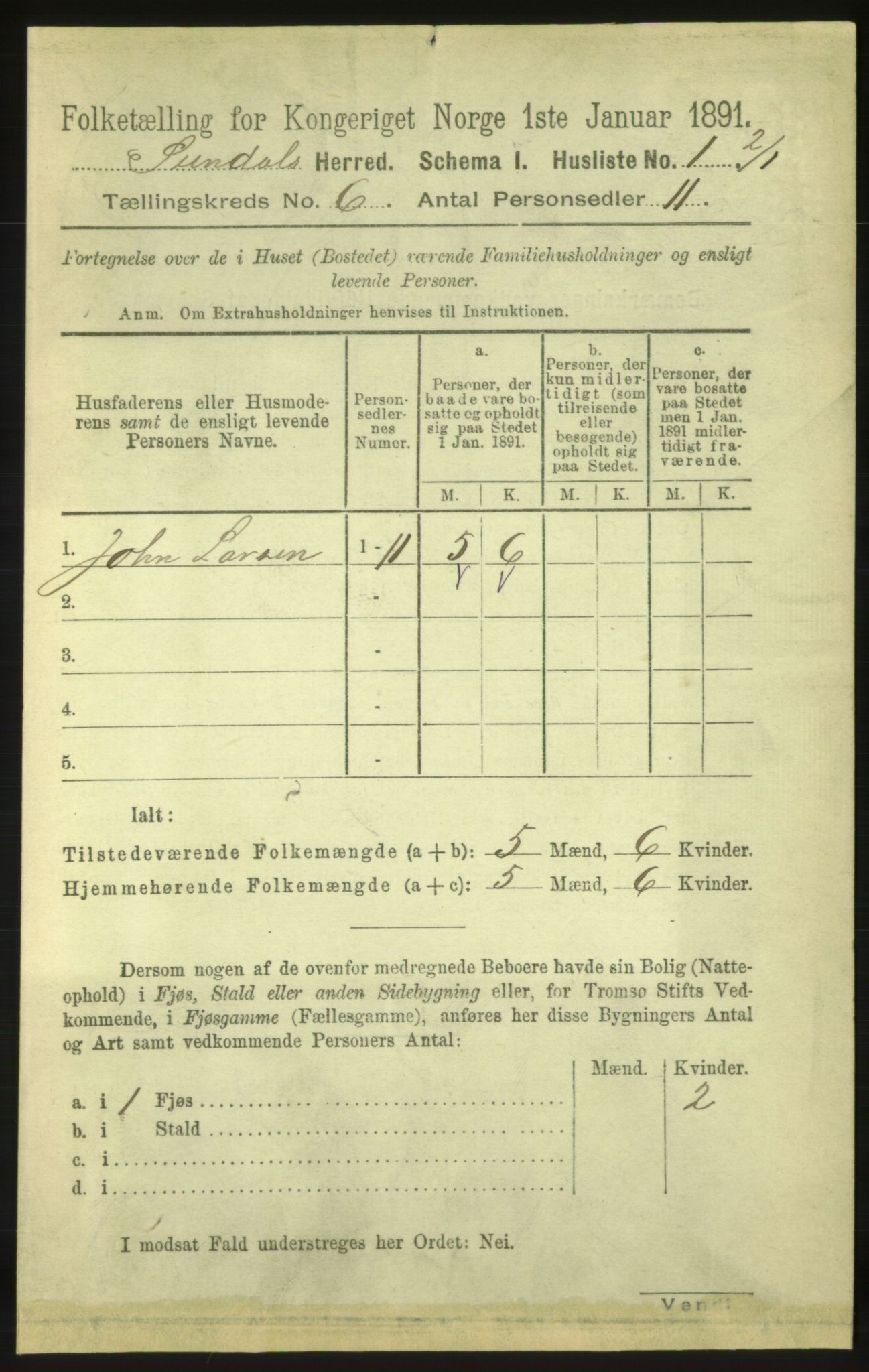 RA, 1891 census for 1563 Sunndal, 1891, p. 1551