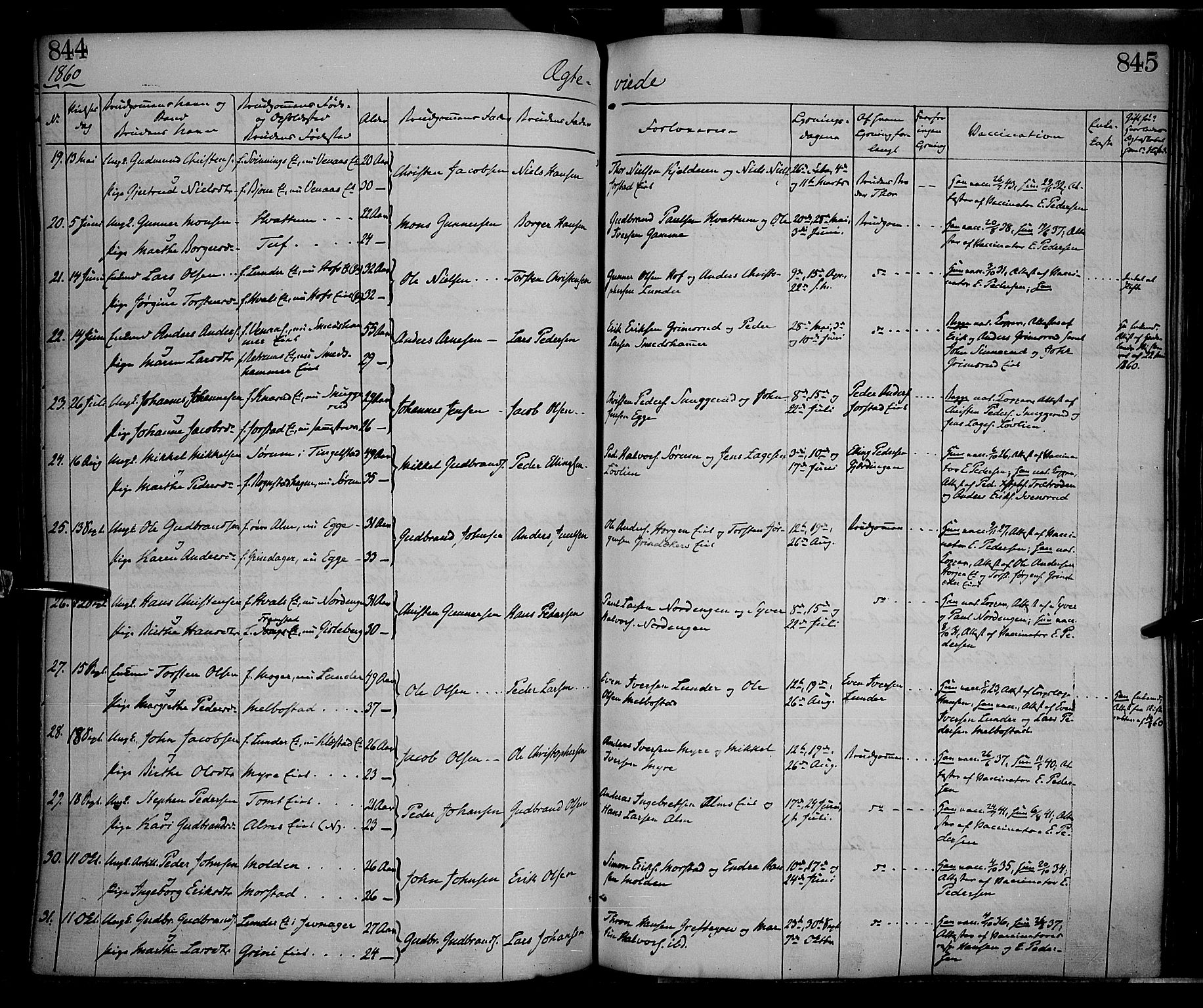 Gran prestekontor, AV/SAH-PREST-112/H/Ha/Haa/L0012: Parish register (official) no. 12, 1856-1874, p. 844-845