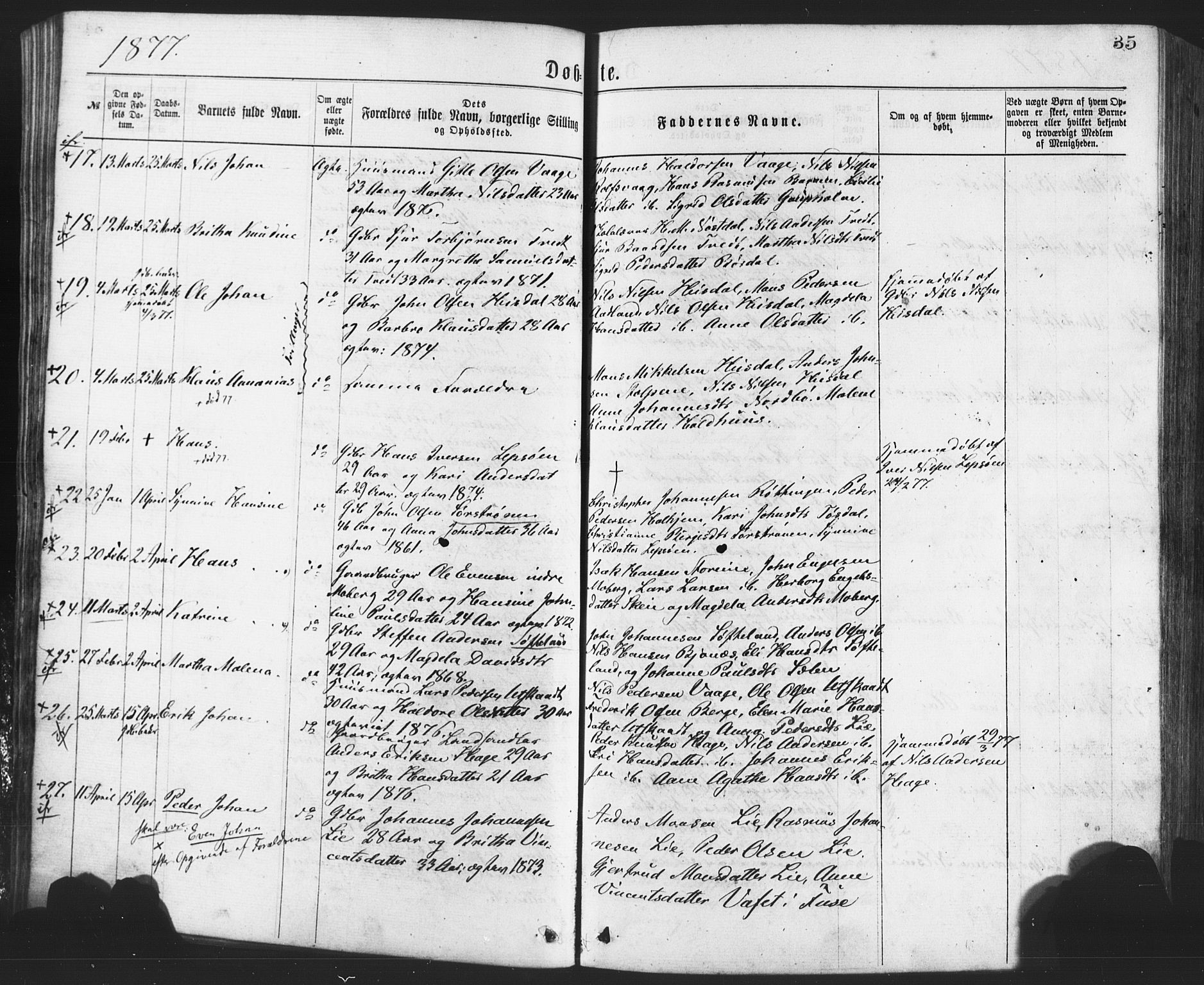 Os sokneprestembete, AV/SAB-A-99929: Parish register (official) no. A 18, 1874-1884, p. 35