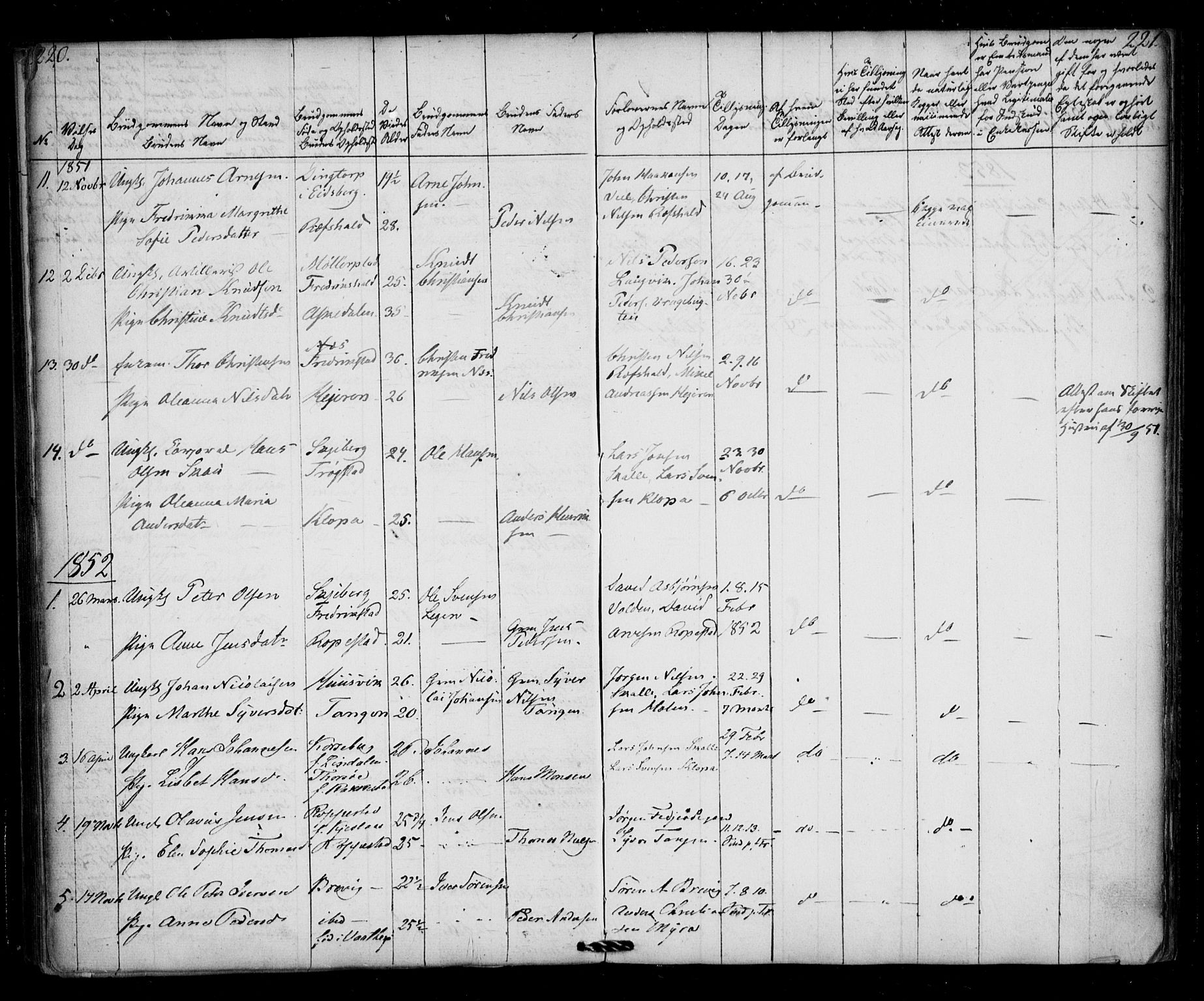 Borge prestekontor Kirkebøker, SAO/A-10903/F/Fb/L0001: Parish register (official) no. II 1, 1836-1852, p. 220-221