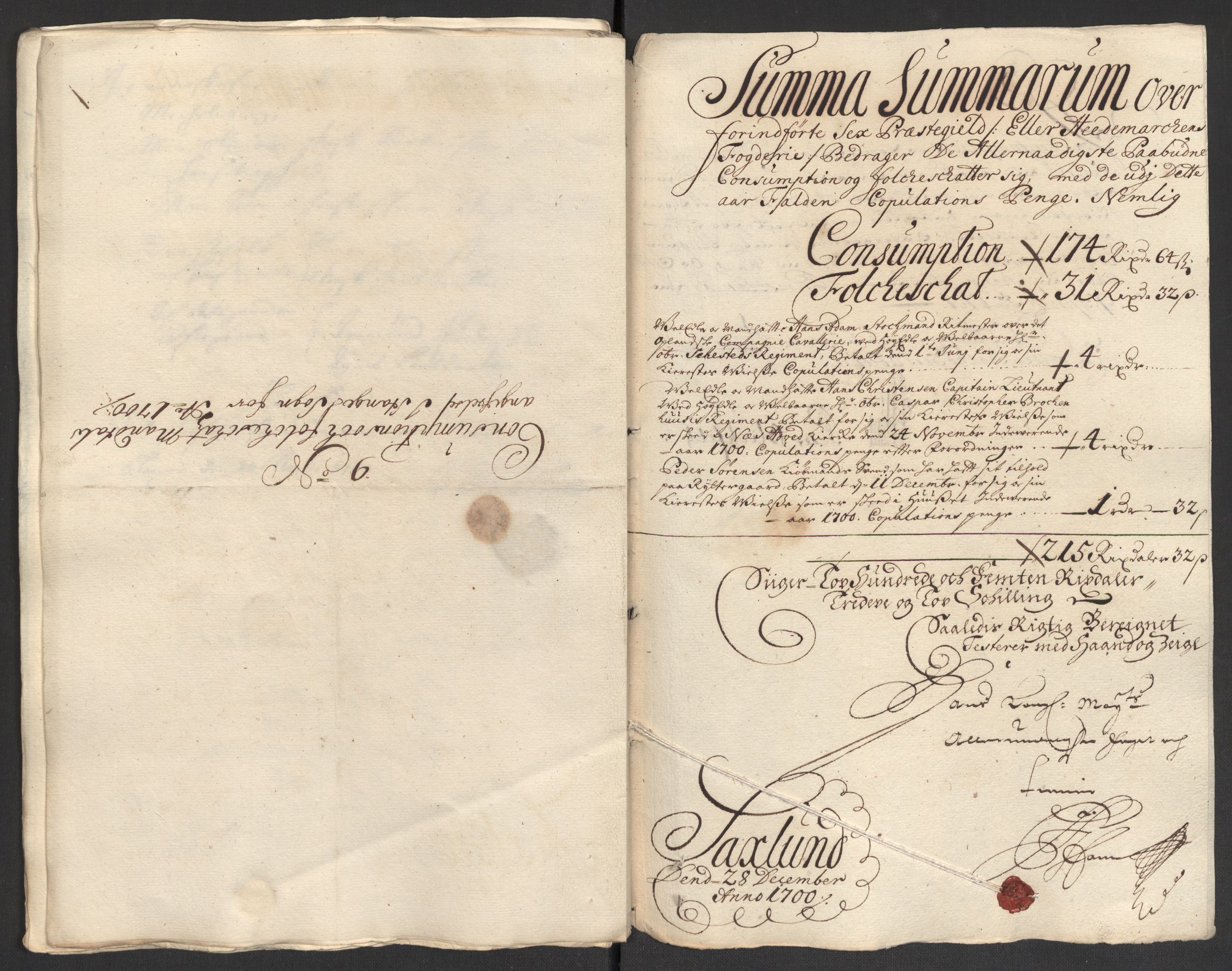 Rentekammeret inntil 1814, Reviderte regnskaper, Fogderegnskap, RA/EA-4092/R16/L1039: Fogderegnskap Hedmark, 1700, p. 99