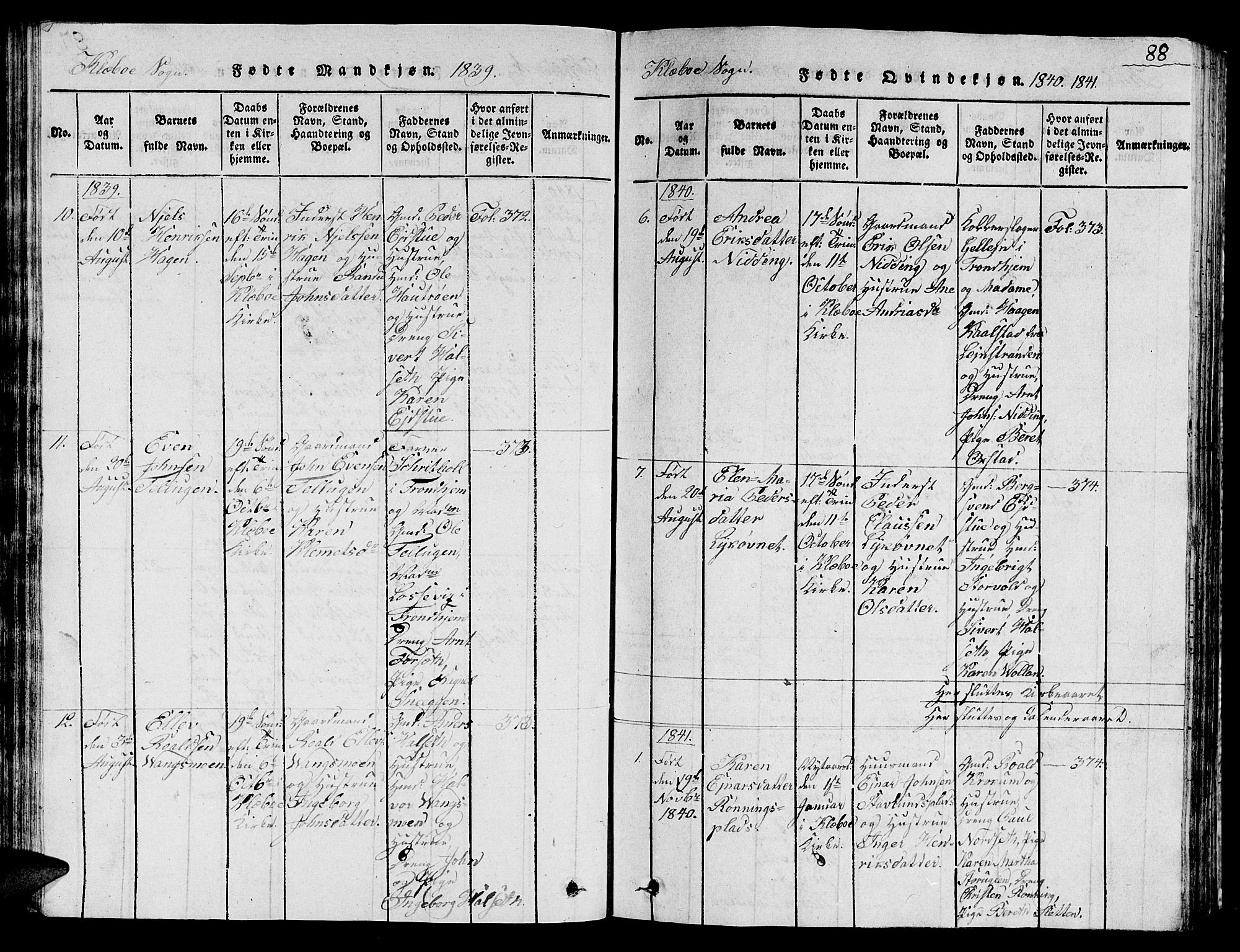 Ministerialprotokoller, klokkerbøker og fødselsregistre - Sør-Trøndelag, SAT/A-1456/618/L0450: Parish register (copy) no. 618C01, 1816-1865, p. 88