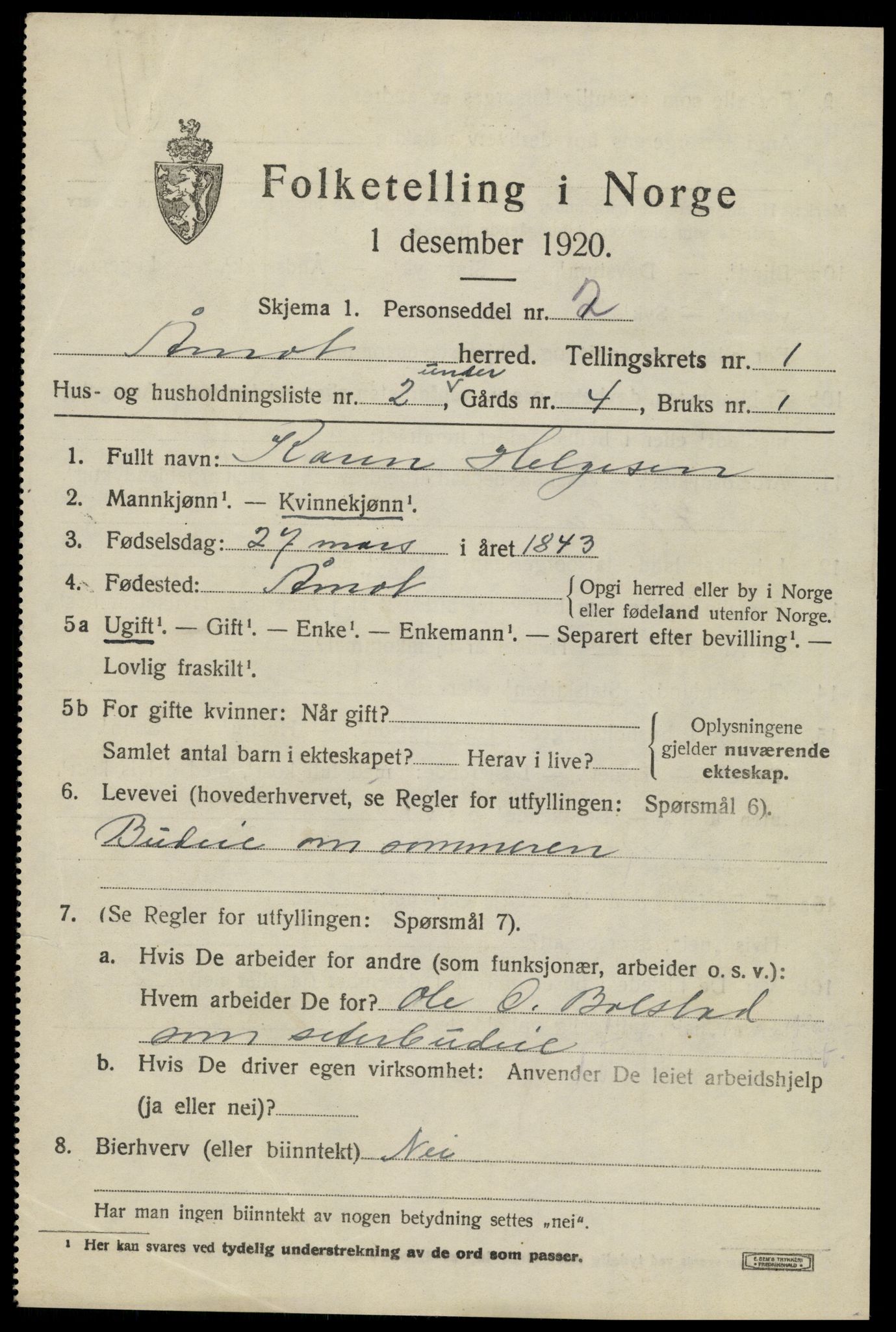 SAH, 1920 census for Åmot, 1920, p. 1617