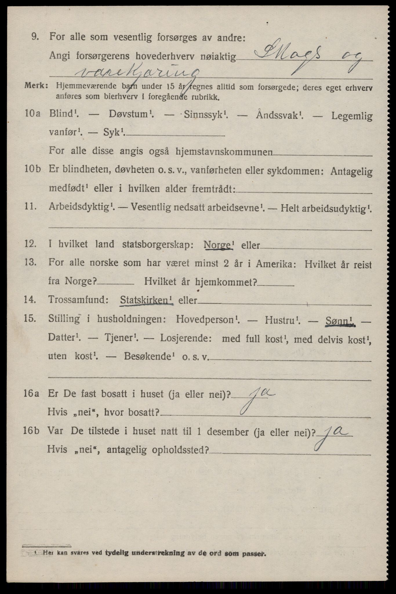 SAKO, 1920 census for Fyresdal, 1920, p. 2324