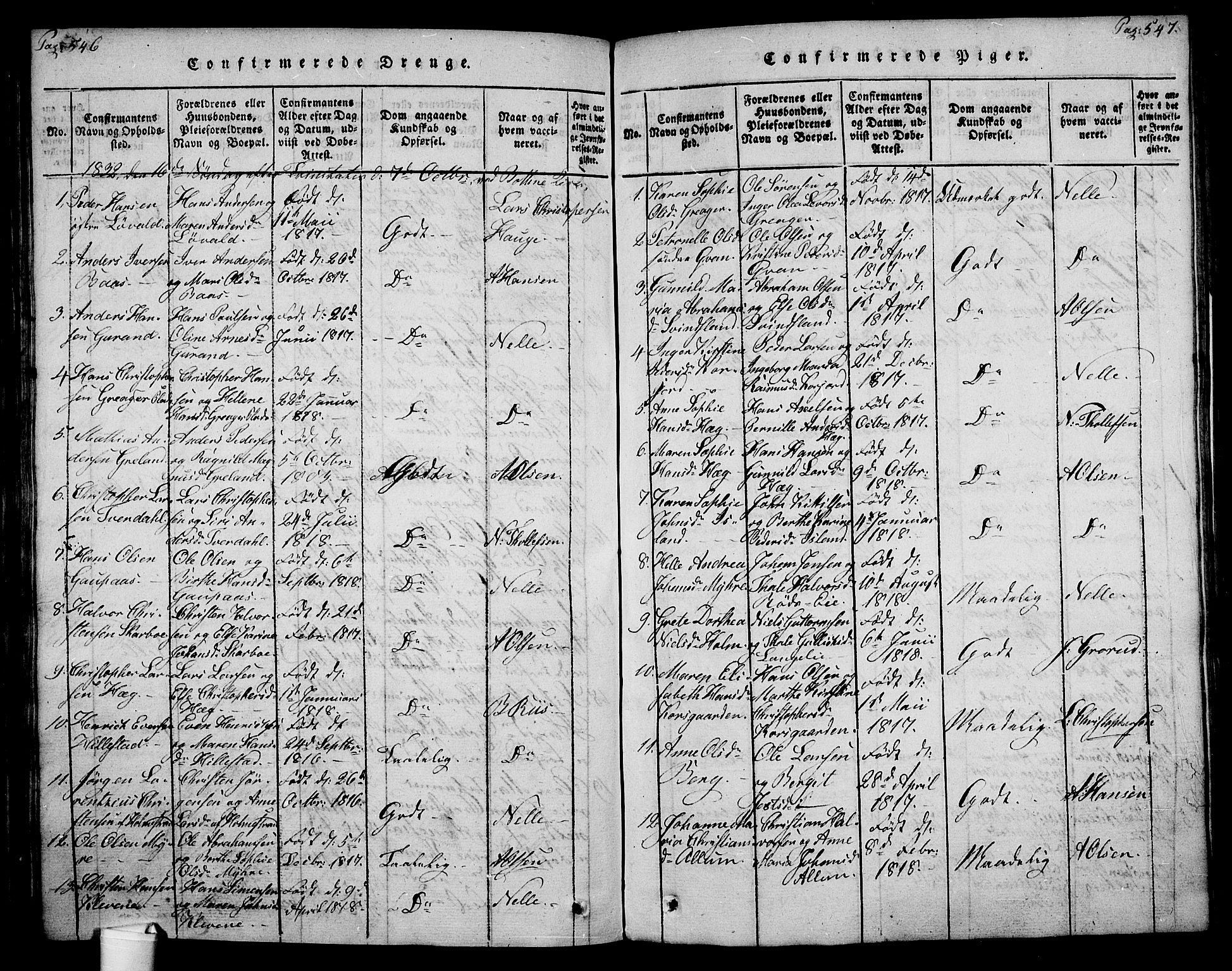 Botne kirkebøker, SAKO/A-340/F/Fa/L0005: Parish register (official) no. I 5, 1814-1836, p. 546-547
