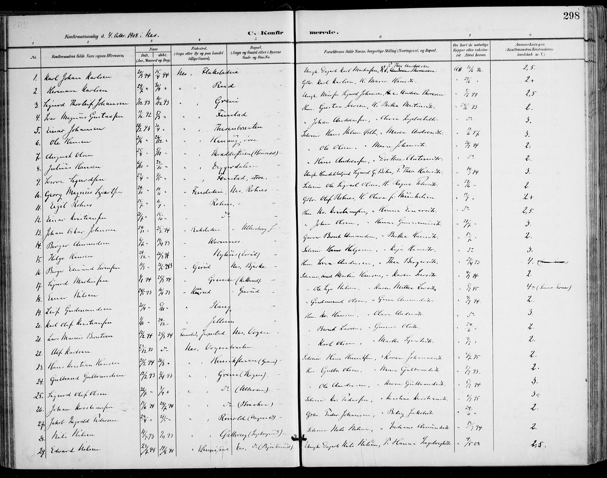 Nes prestekontor Kirkebøker, AV/SAO-A-10410/F/Fa/L0011: Parish register (official) no. I 11, 1899-1918, p. 298