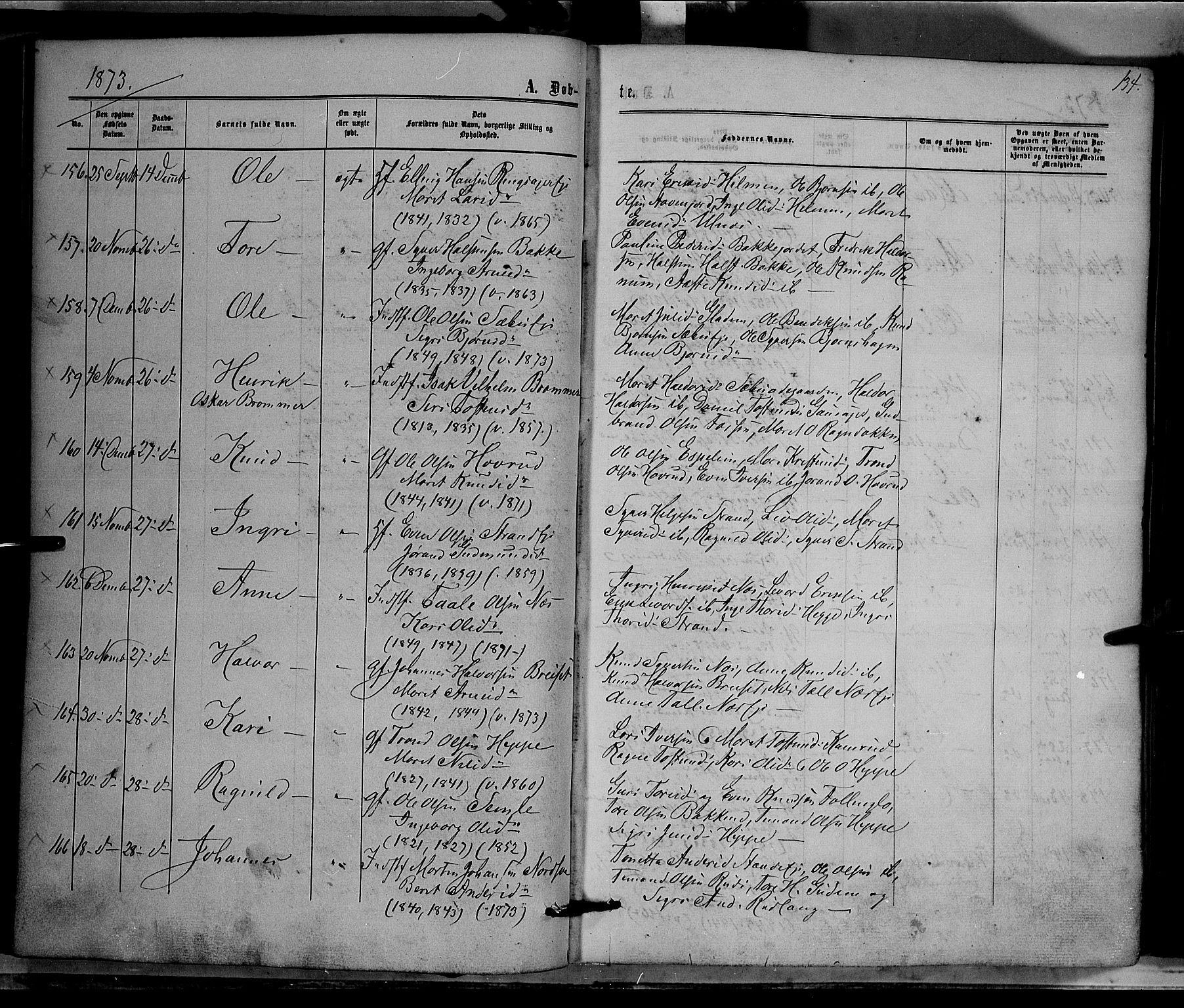 Nord-Aurdal prestekontor, AV/SAH-PREST-132/H/Ha/Haa/L0008: Parish register (official) no. 8, 1863-1875, p. 134