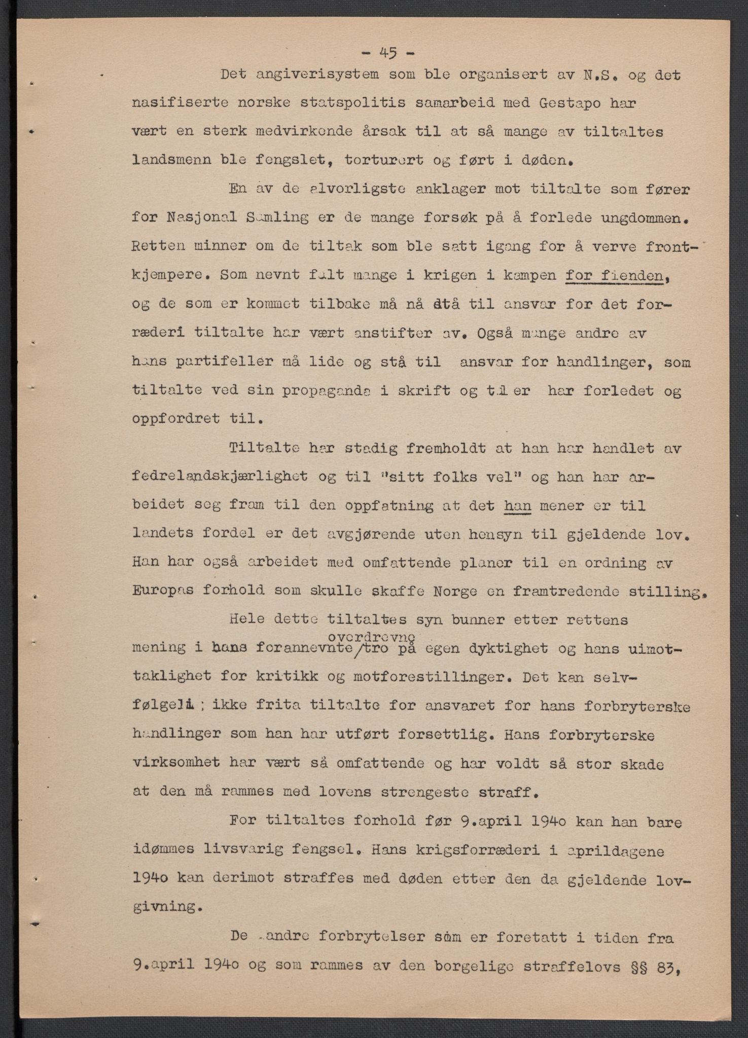 Landssvikarkivet, Oslo politikammer, AV/RA-S-3138-01/D/Da/L0003: Dnr. 29, 1945, p. 3468