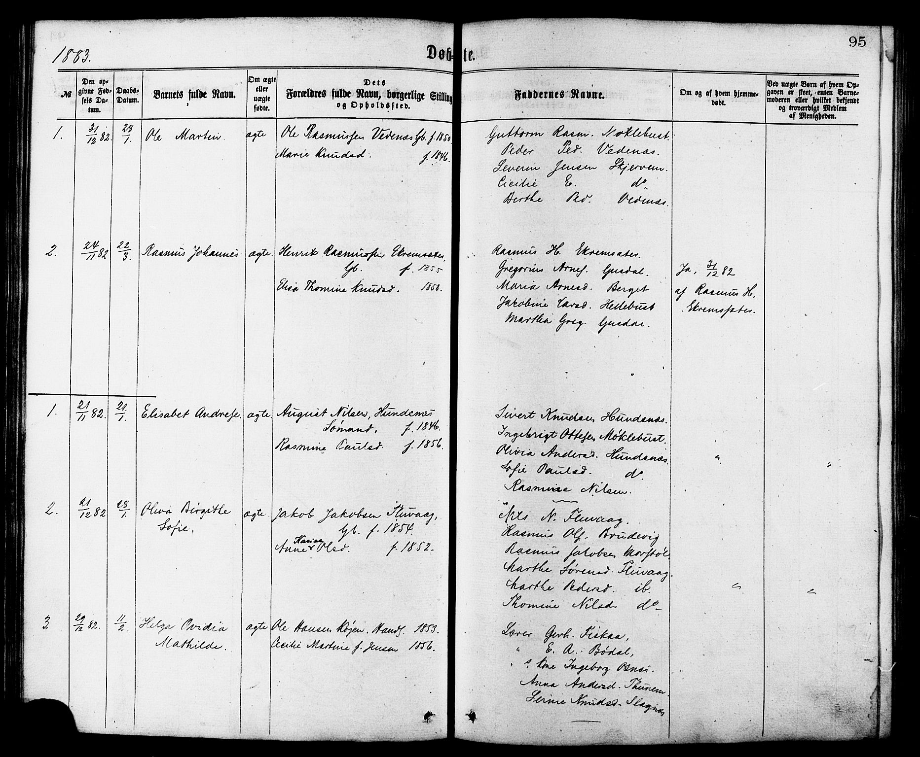 Ministerialprotokoller, klokkerbøker og fødselsregistre - Møre og Romsdal, AV/SAT-A-1454/501/L0007: Parish register (official) no. 501A07, 1868-1884, p. 95