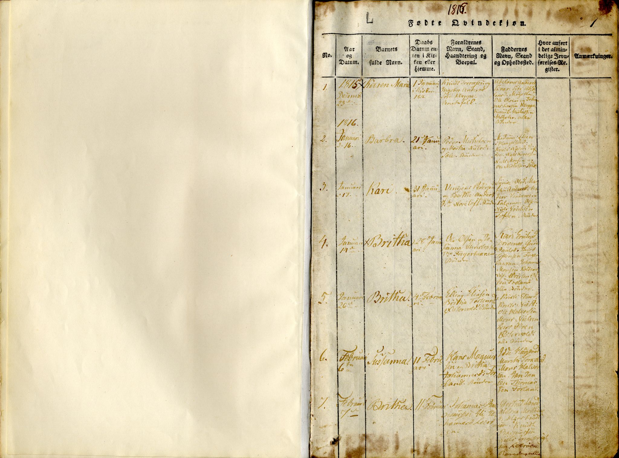 Sund sokneprestembete, SAB/A-99930: Parish register (official) no. A 11, 1814-1825, p. 1