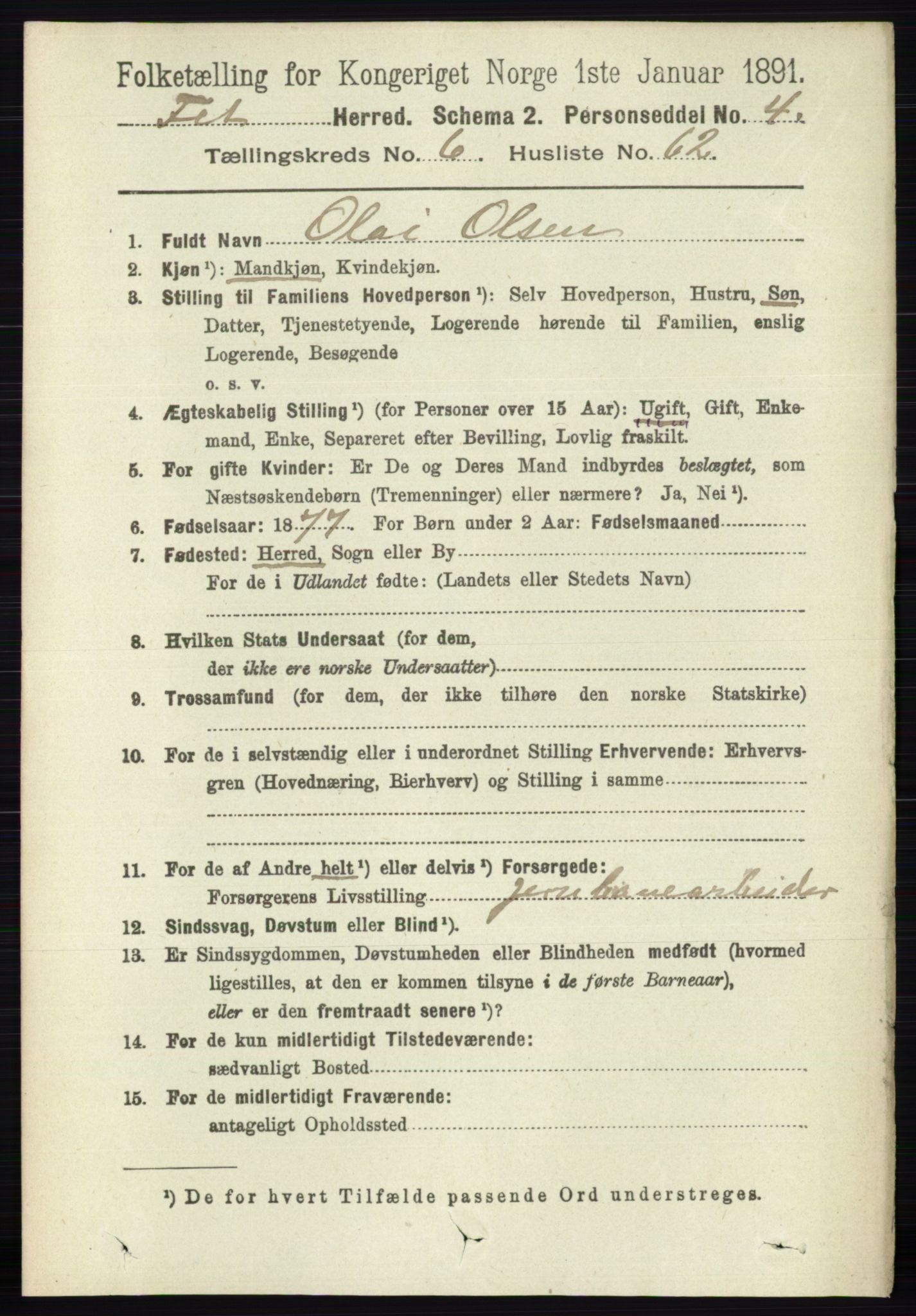 RA, 1891 census for 0227 Fet, 1891, p. 2346