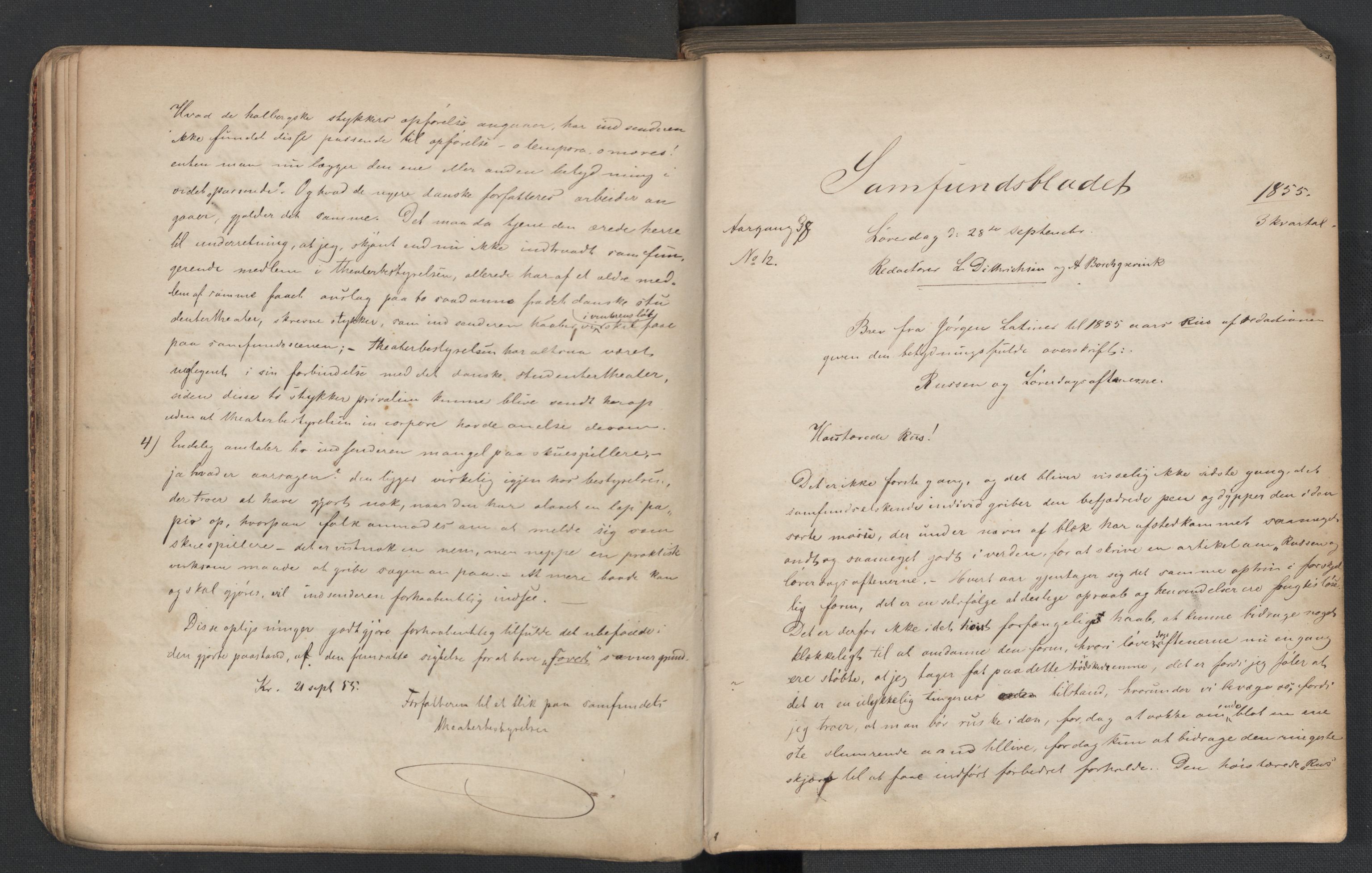 Det Norske Studentersamfund, AV/RA-PA-1322/X/Xa/L0005/0003: -- / Samfundsbladet, 1855-1856, p. 28